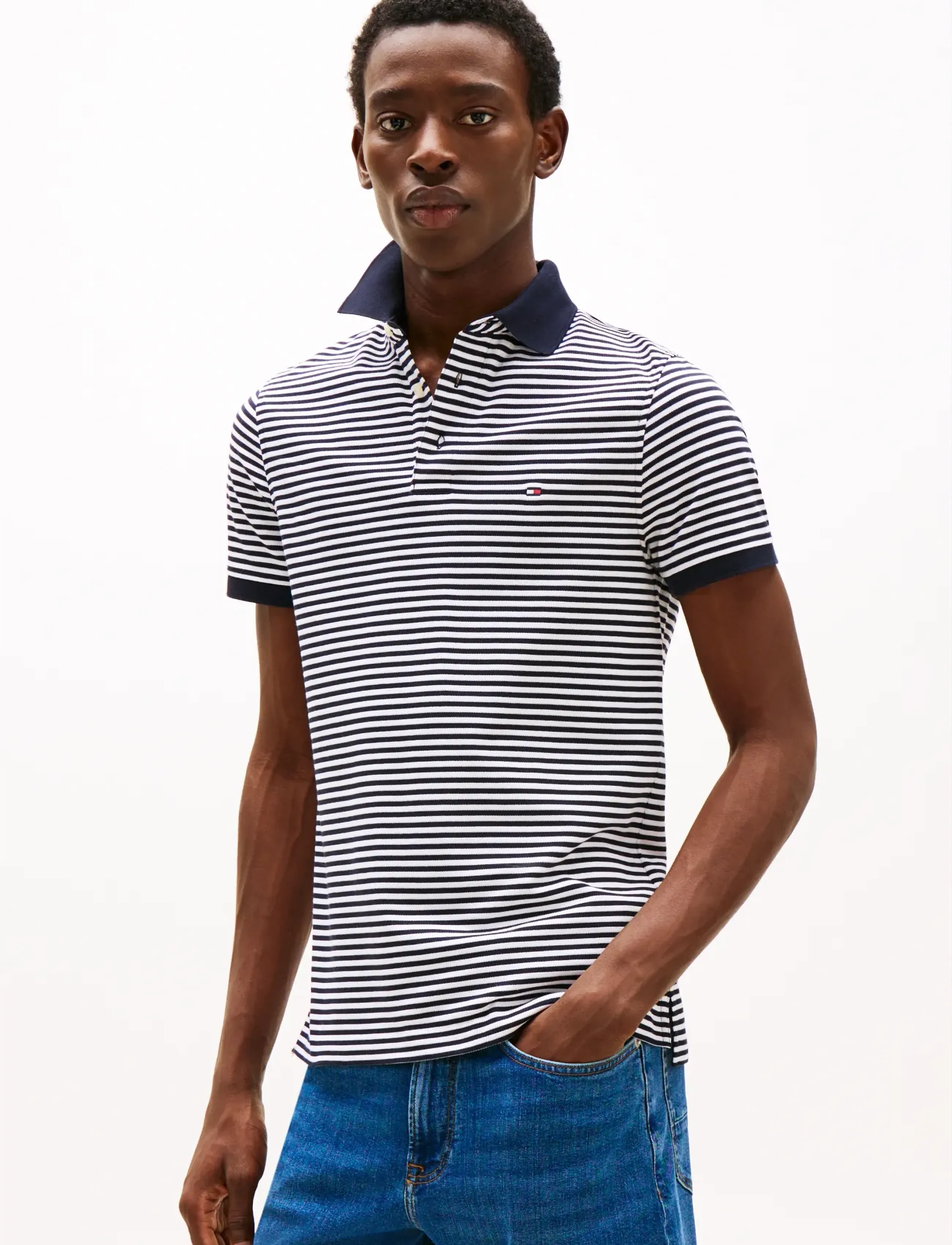 Tommy Hilfiger CORE 1985 SLIM POLO - Kläder - DESERT SKY   WHITE / navy
