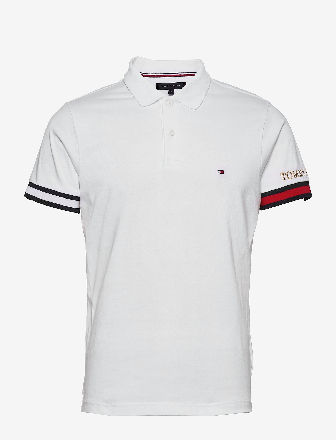 FLAG CUFF SLIM POLO - WHITE