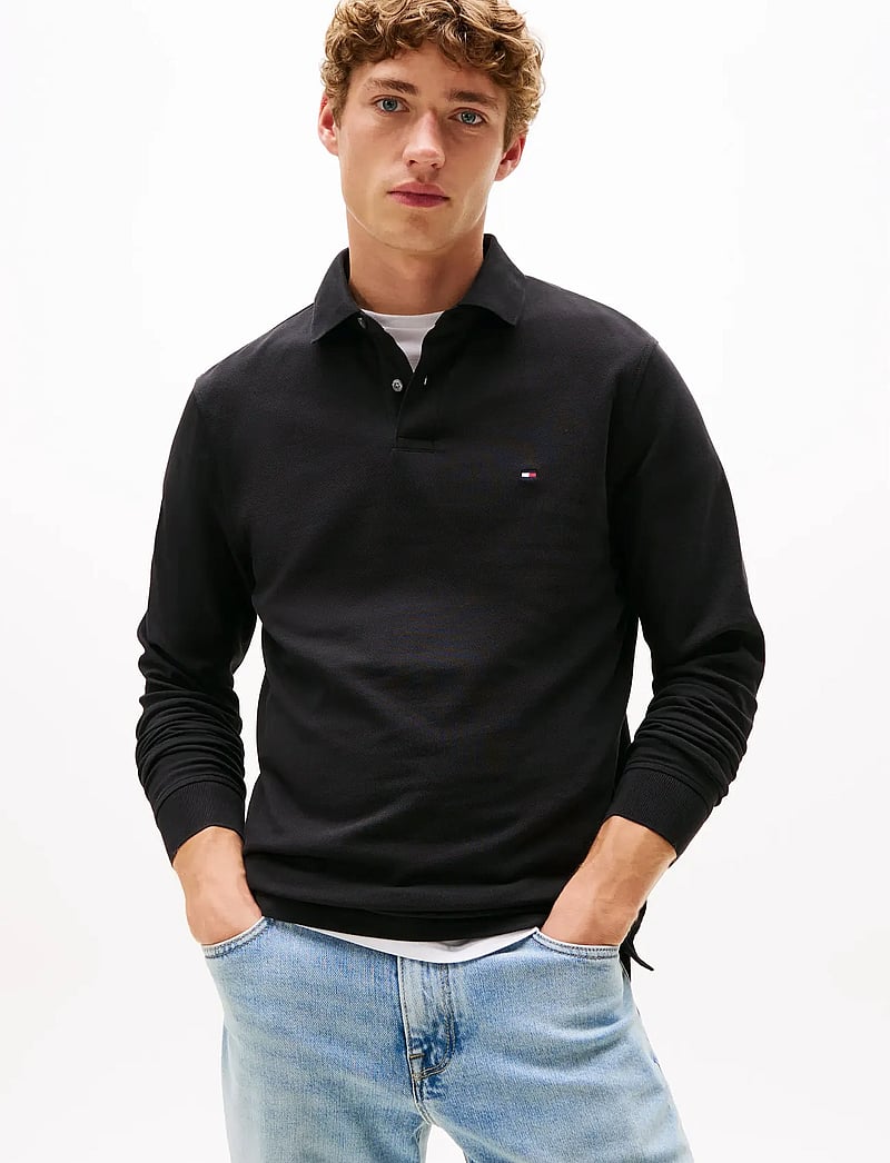 Tommy Hilfiger - 1985 REGULAR LS POLO - långärmade pikéer - black - 0