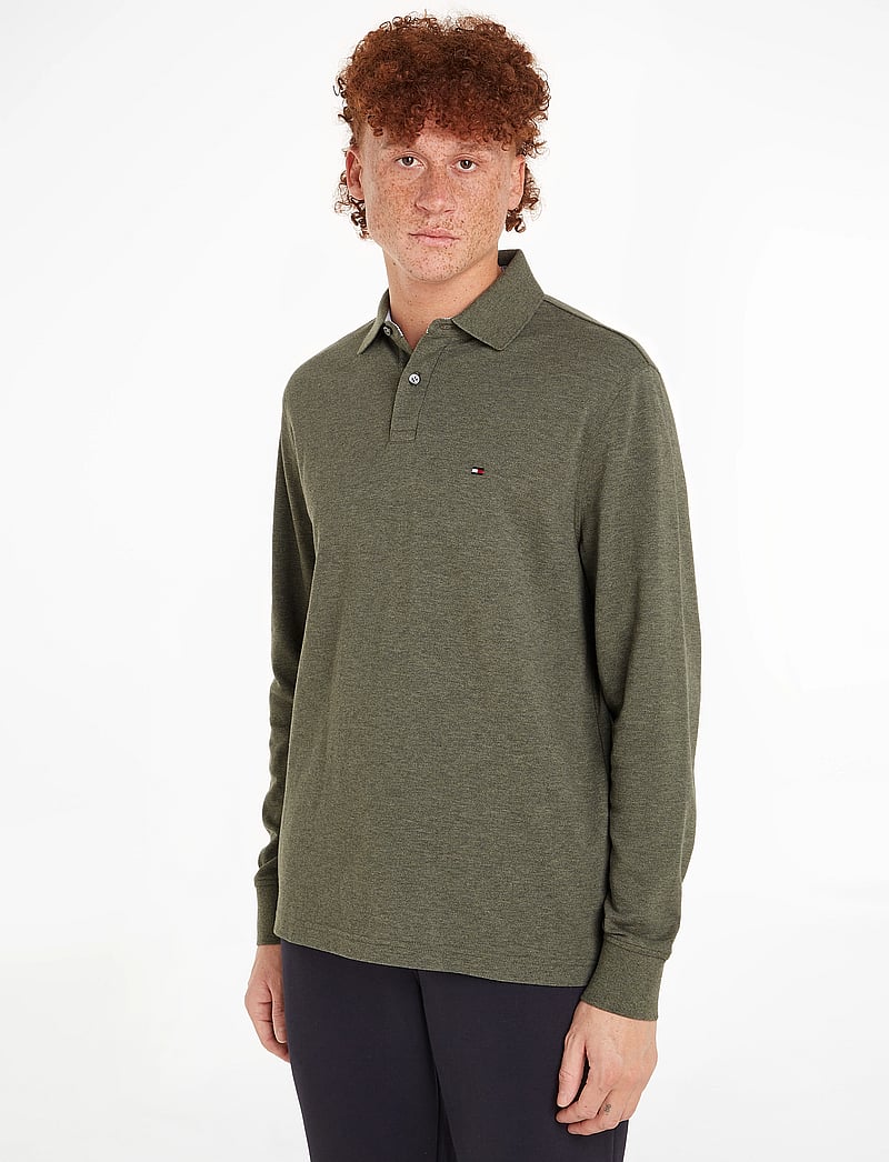 Tommy Hilfiger - 1985 REGULAR LS POLO - långärmade pikéer - utility olive heather - 0