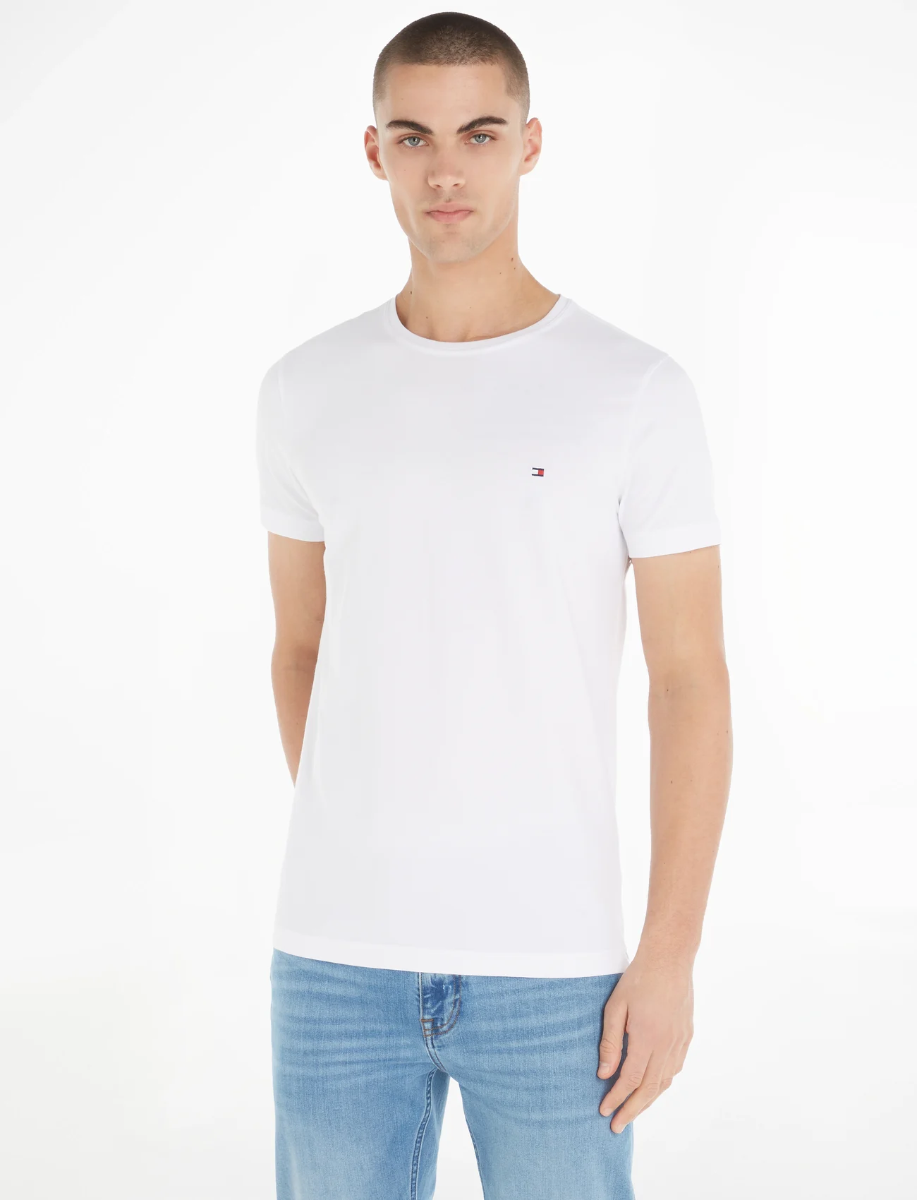 Tommy Hilfiger - CORE STRETCH SLIM C-NECK TEE - kortärmade t-shirts - white - 0