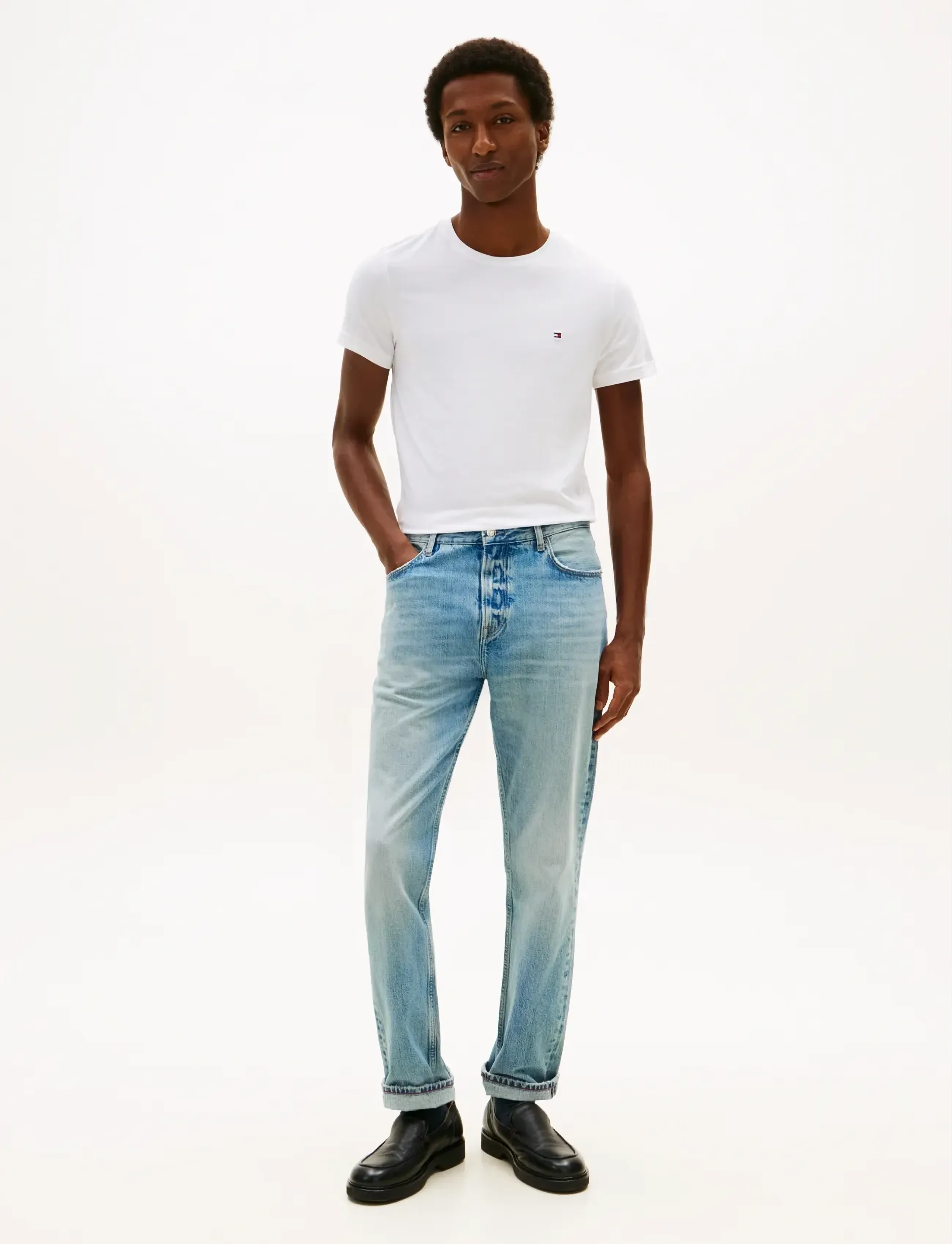 CORE STRETCH SLIM C-NECK TEE - WHITE