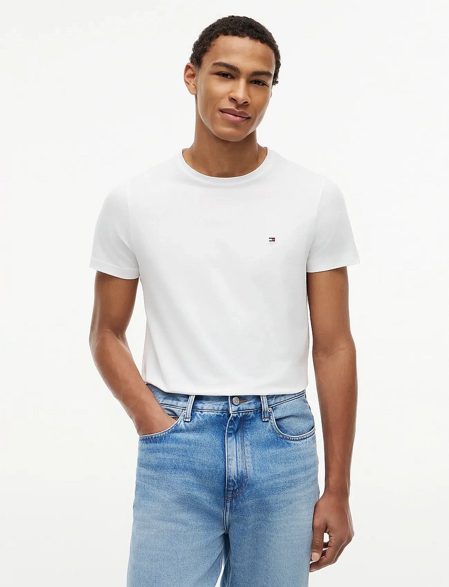 Tommy Hilfiger - CORE STRETCH SLIM C-NECK TEE - lühikeste varrukatega t-särgid - white - 0