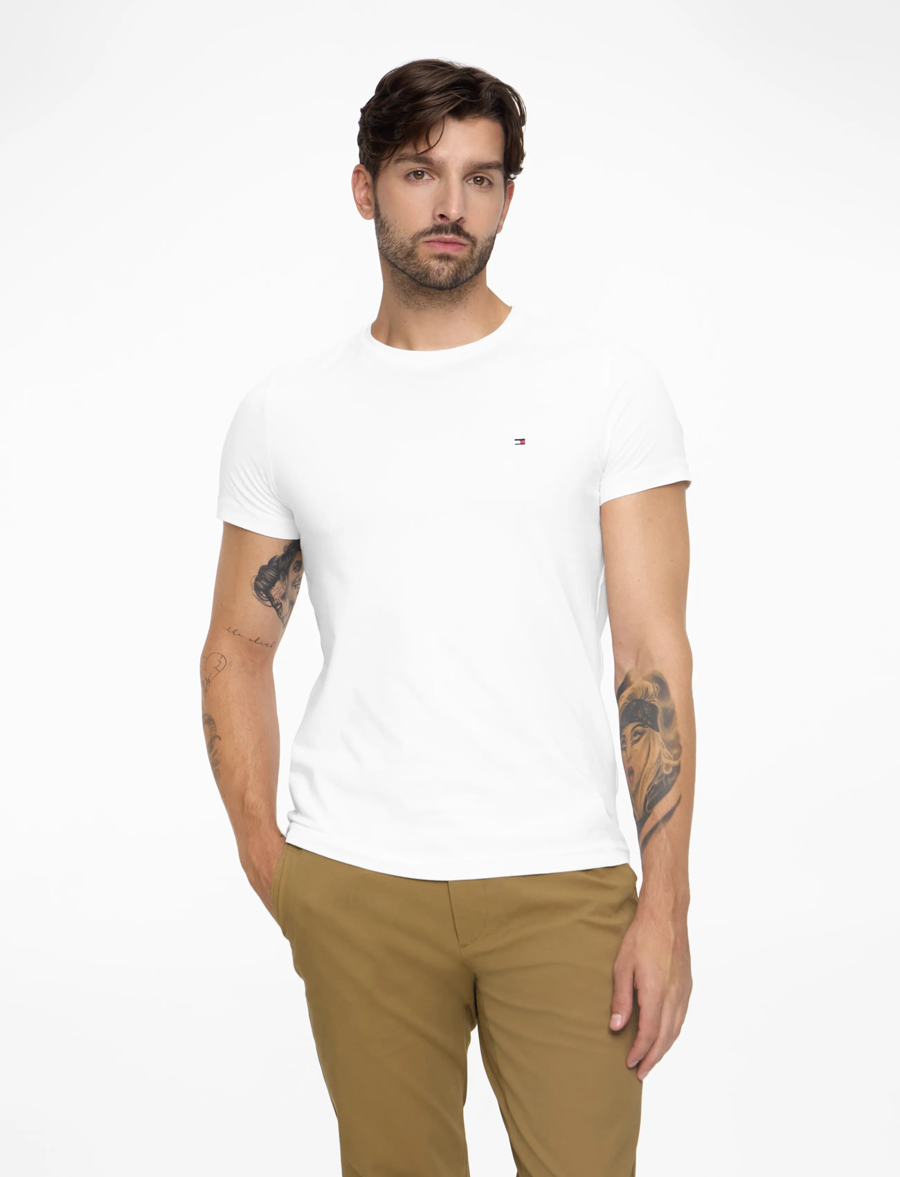 Tommy Hilfiger - CORE STRETCH SLIM C-NECK TEE - kurzärmelig - white - 0