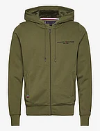 TOMMY LOGO FUR LINED HOODY - PUTTING GREEN