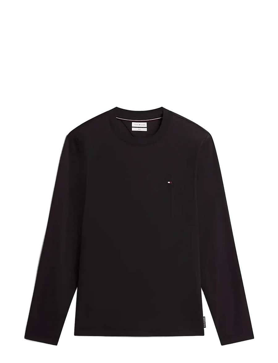 Tommy Hilfiger - LUXURY INTERLOCK LS TEE - långärmade t-shirts - black - 1