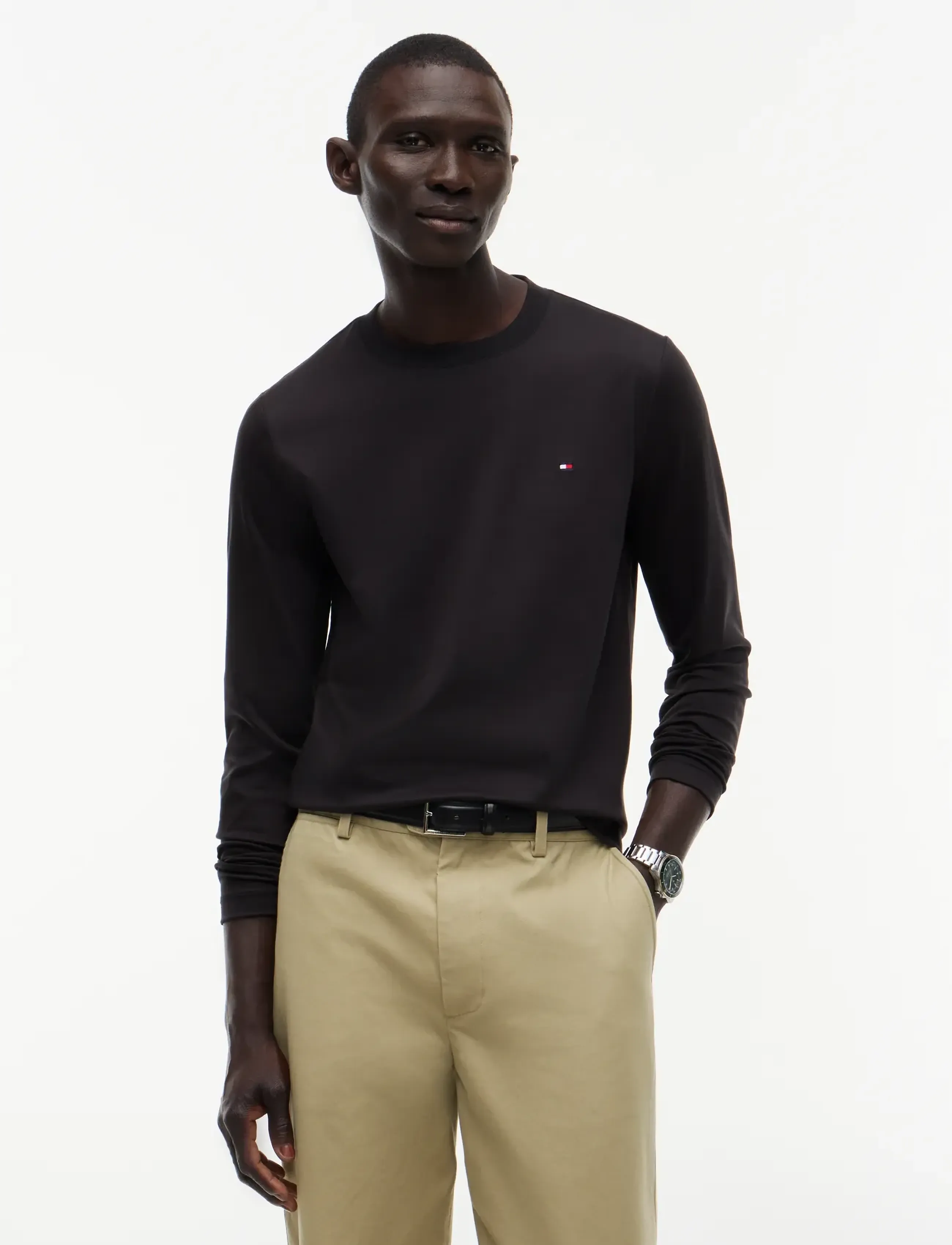 Tommy Hilfiger LUXURY INTERLOCK LS TEE - Kleidung - BLACK / black