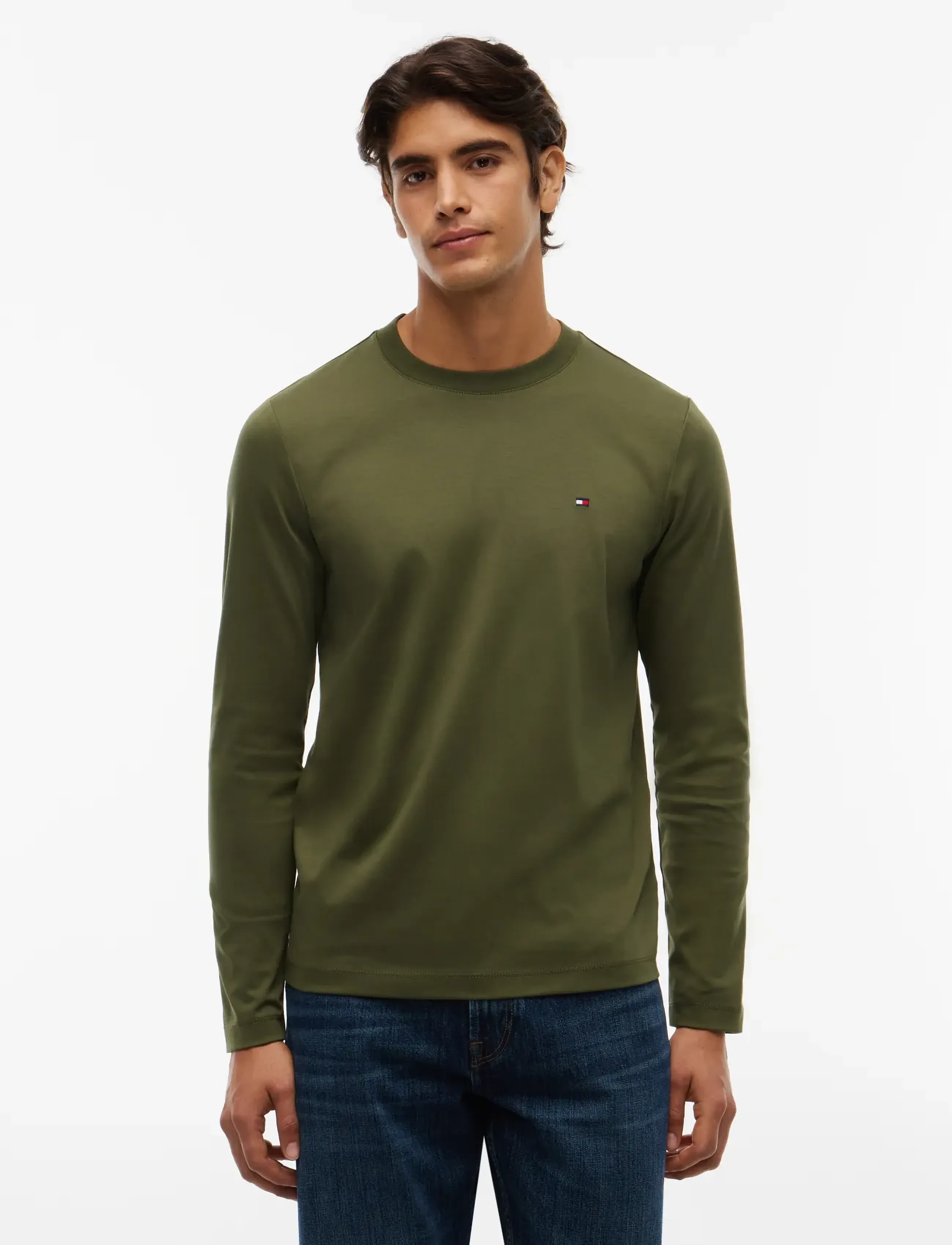 Tommy Hilfiger LUXURY INTERLOCK LS TEE - T-Shirts - HUNTSMAN GREEN / khaki/green