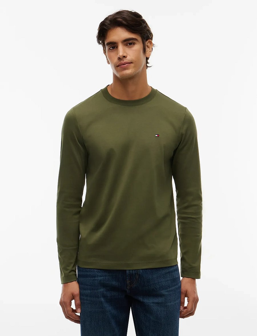 Tommy Hilfiger - LUXURY INTERLOCK LS TEE - long-sleeved t-shirts - huntsman green - 0