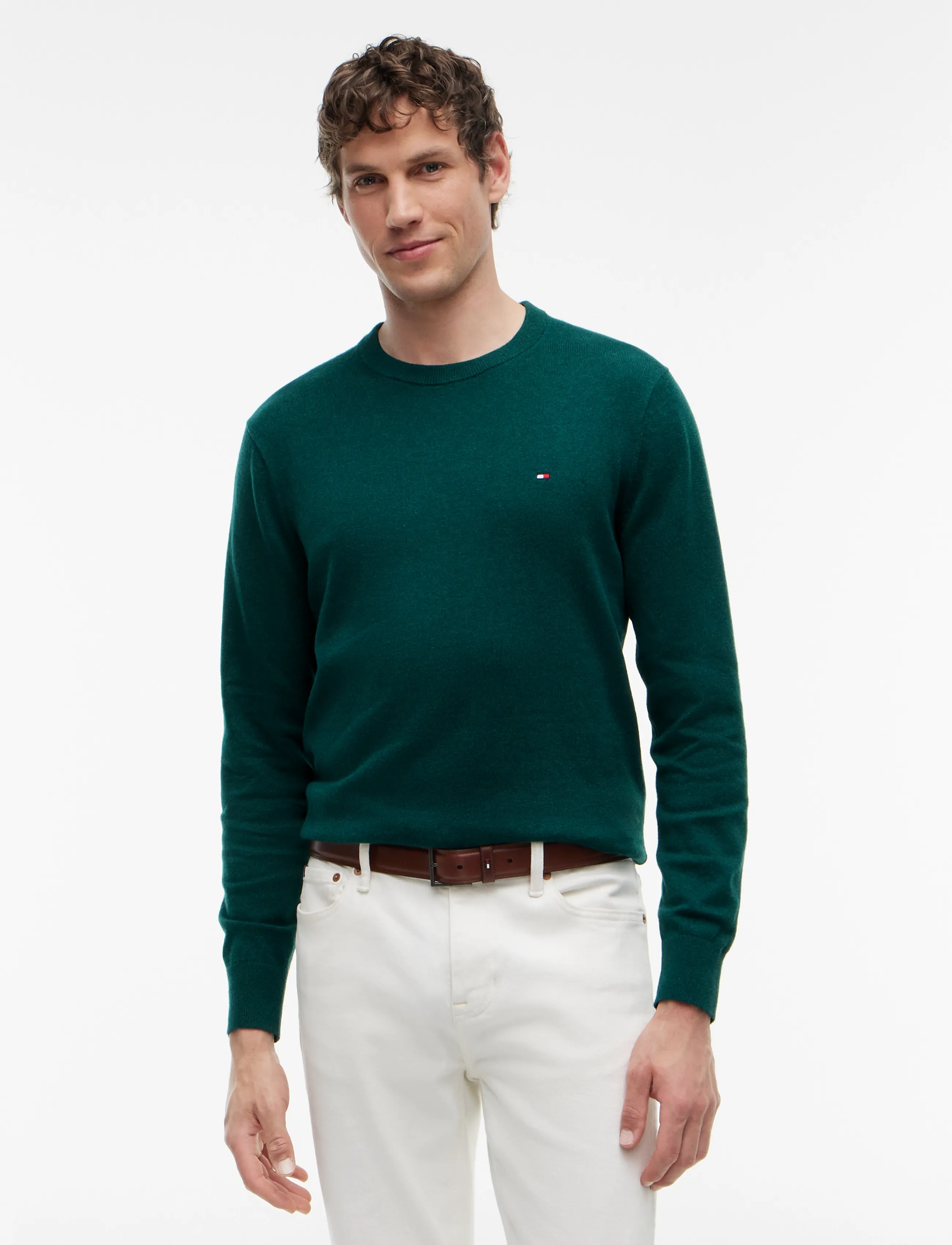 Tommy Hilfiger Pima Org Ctn Cashmere Crew Neck, XXL, Knitwear, Grün - Round Necks, Männerswear