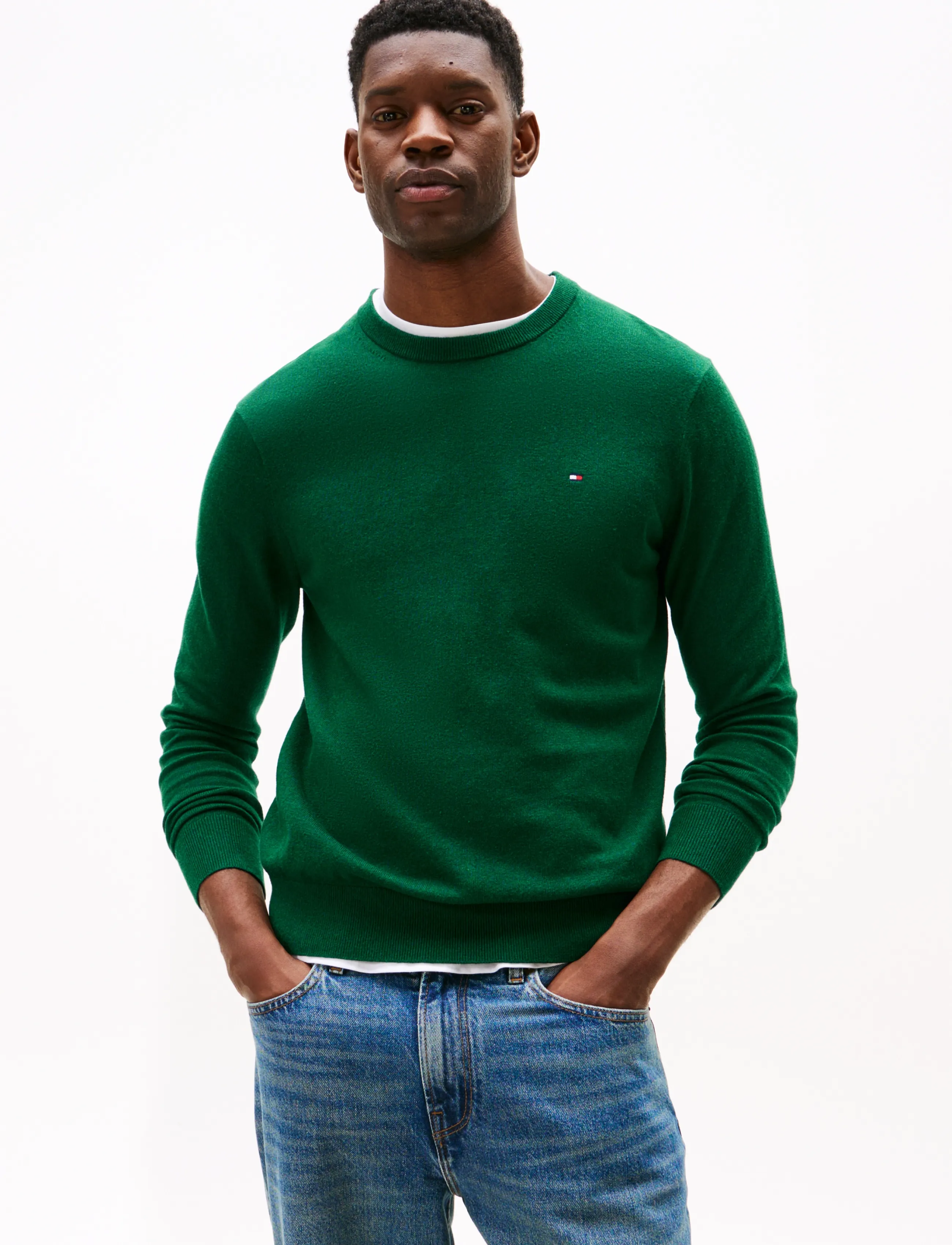 TOMMY HILFIGER Pima Org Ctn Cashmere Crew Neck stickade tröjor herr – bild 5