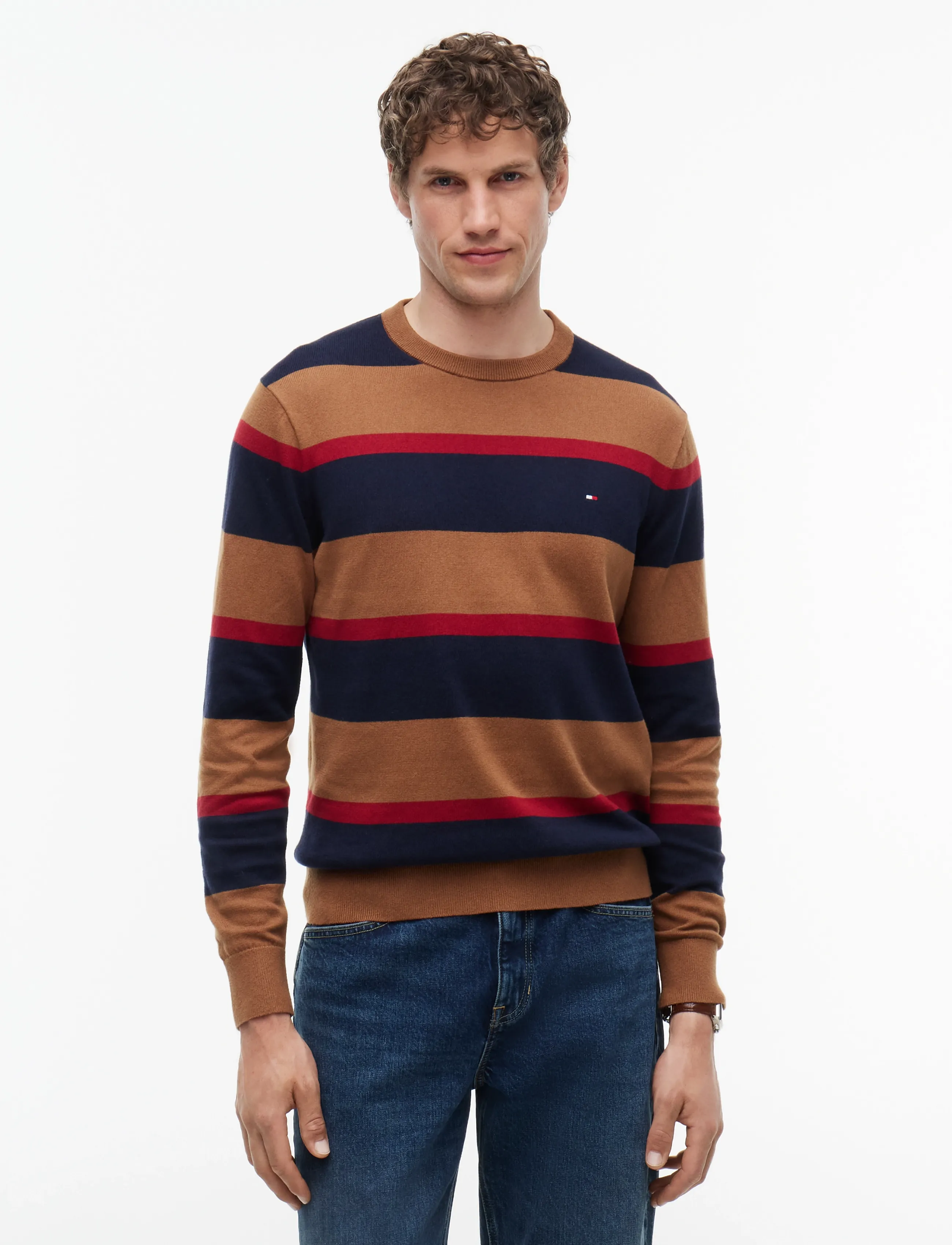 Tommy Hilfiger Pima Org Ctn Cashmere Crew Neck, L, Knitwear, Braun - Round Necks, Männerswear