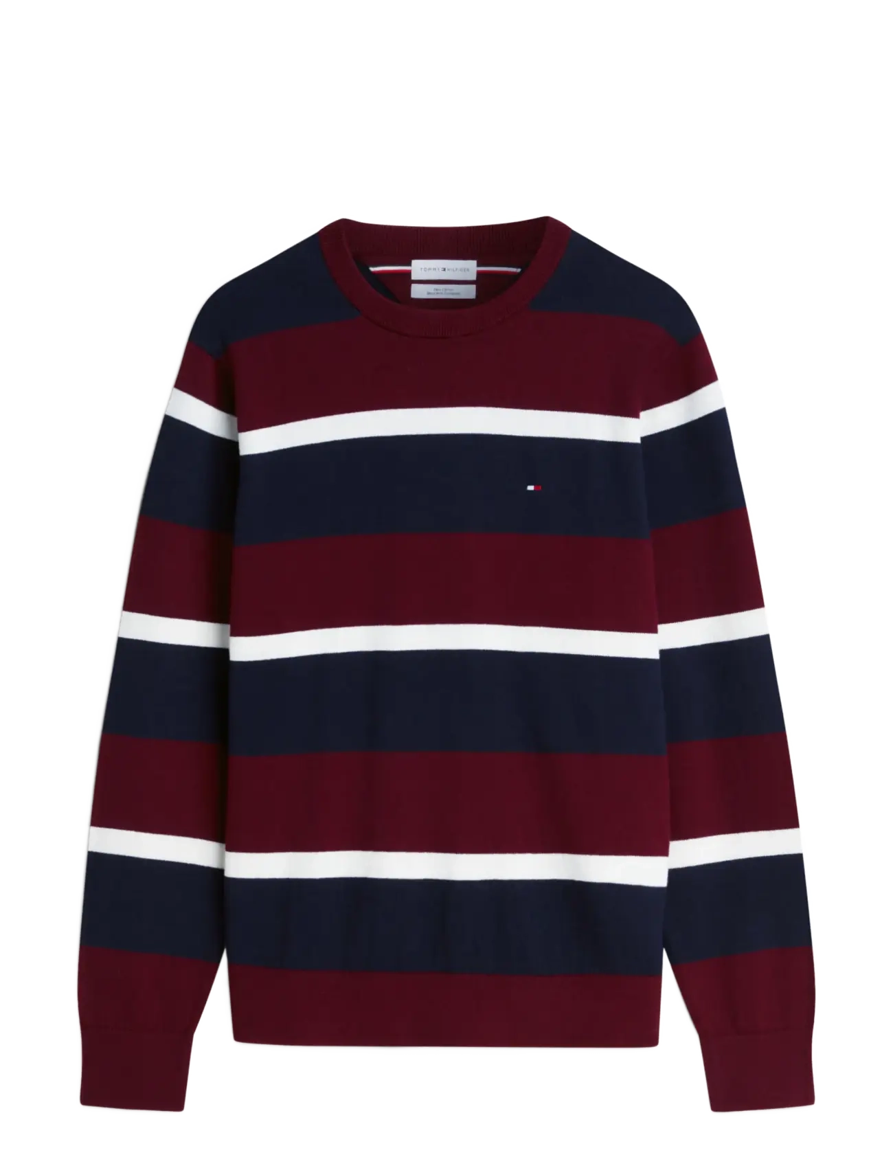 Tommy Hilfiger PIMA ORG CTN CASHMERE CREW NECK - Rundhals - BURGUNDY NAVY BLUE IVORY PETAL / burgundy