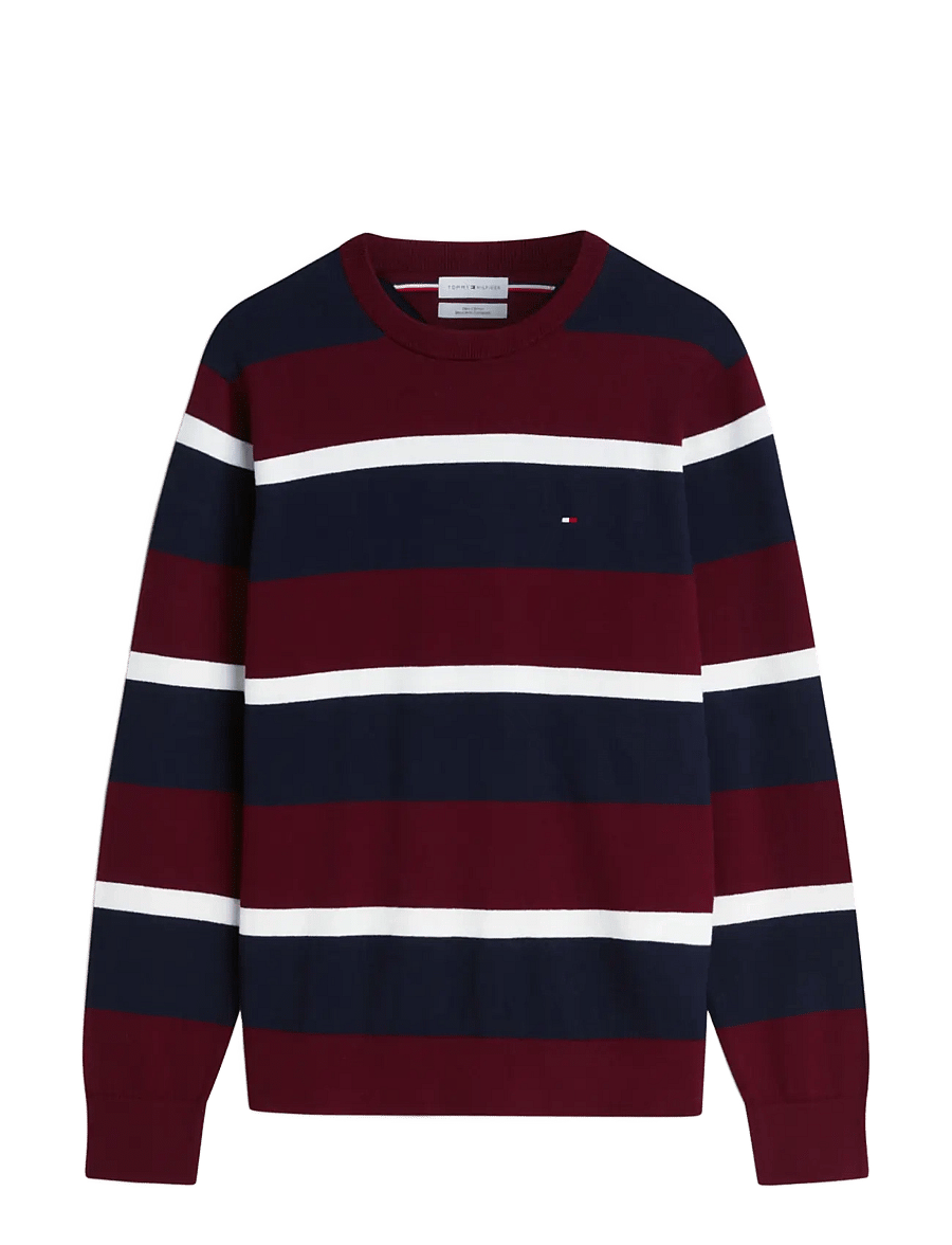 Tommy Hilfiger - PIMA ORG CTN CASHMERE CREW NECK - rundhals - burgundy navy blue ivory petal - 1