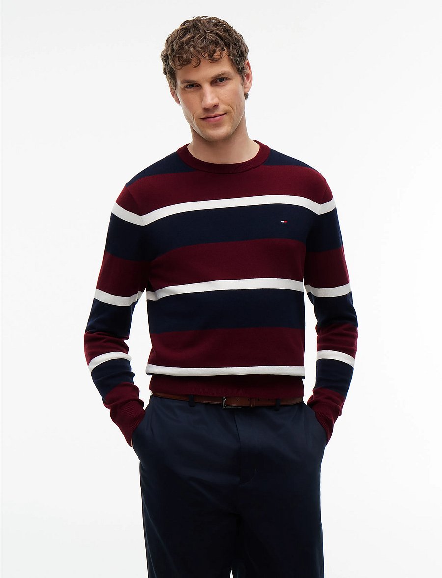 Tommy Hilfiger - PIMA ORG CTN CASHMERE CREW NECK - rundhals - burgundy navy blue ivory petal - 0