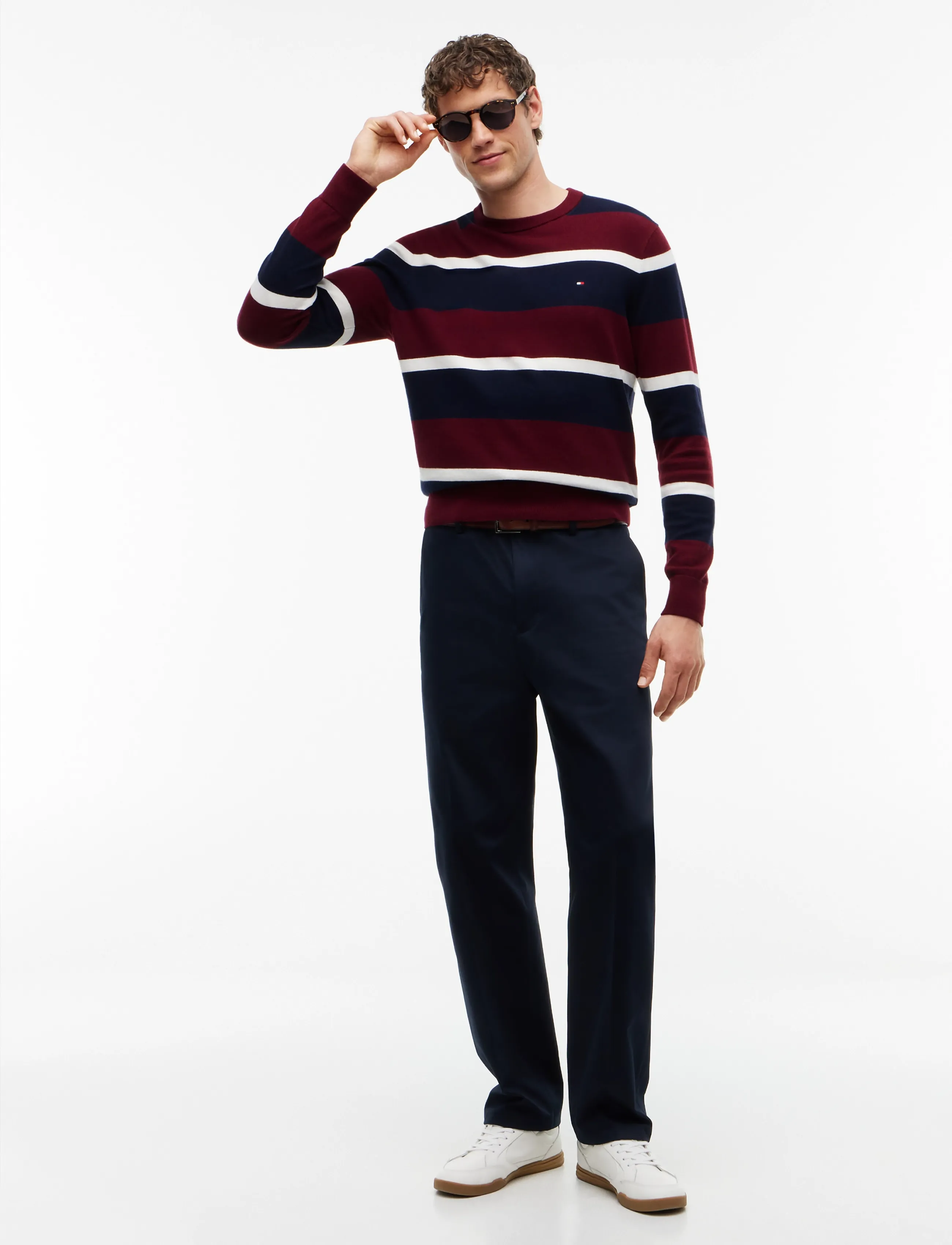 Tommy Hilfiger - PIMA ORG CTN CASHMERE CREW NECK - rundhals - burgundy navy blue ivory petal - 4