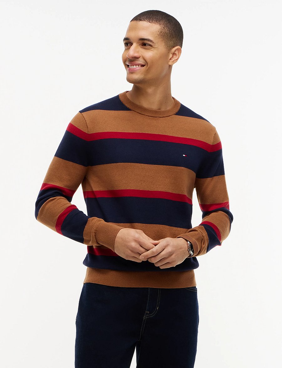 Tommy Hilfiger - PIMA ORG CTN CASHMERE CREW NECK - rund hals - navy blue chocolate burgundy - 0