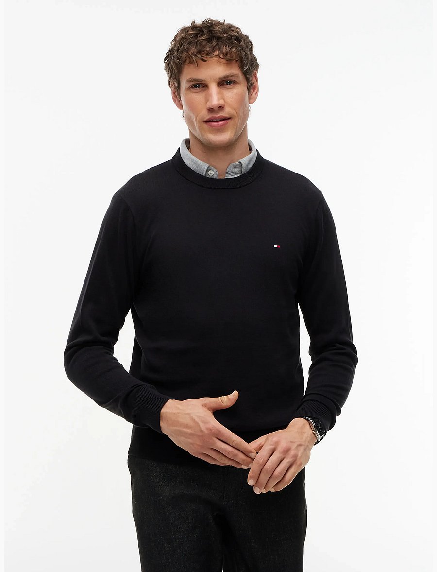 Tommy Hilfiger - PIMA ORG CTN CASHMERE CREW NECK - rund hals - black - 0