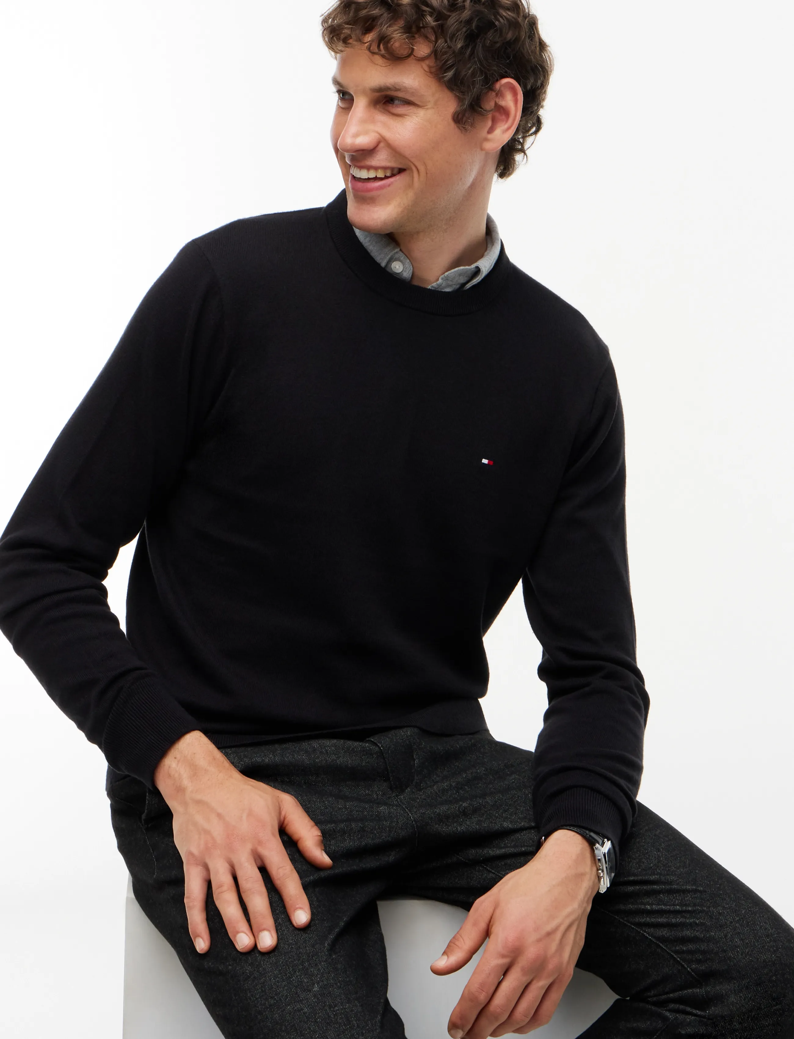 Tommy Hilfiger - PIMA ORG CTN CASHMERE CREW NECK - rund hals - black - 4