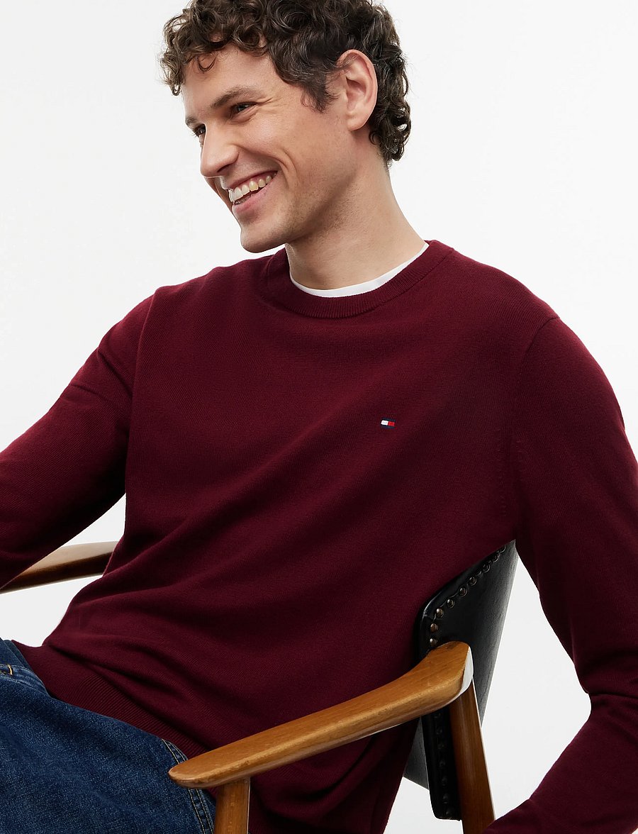 Tommy Hilfiger - PIMA ORG CTN CASHMERE CREW NECK - rundhals - burgundy - 4