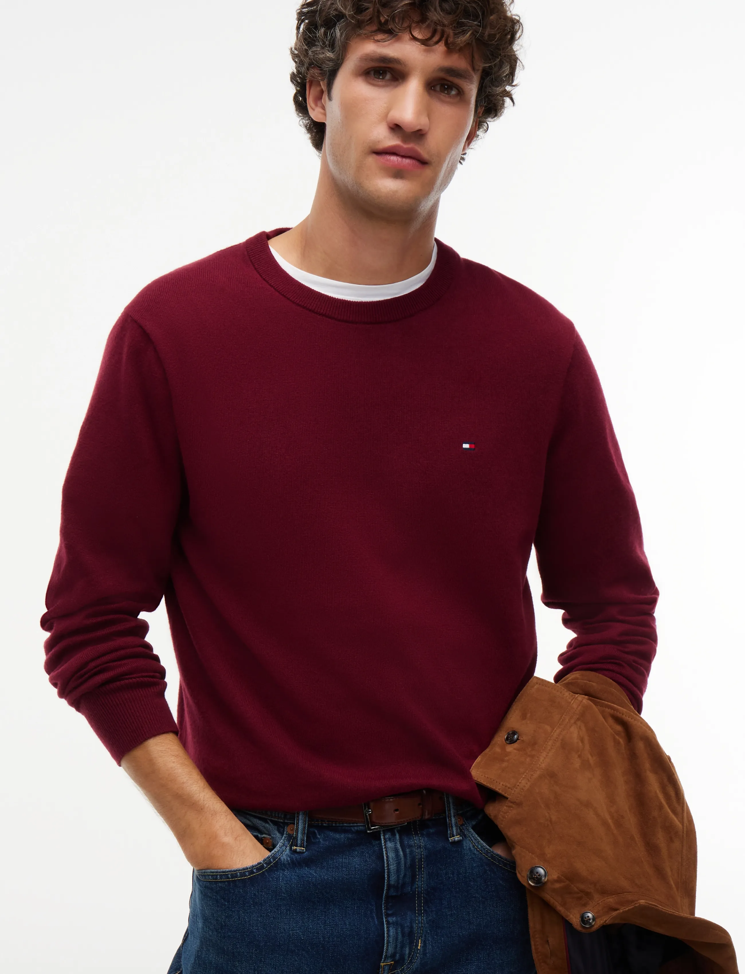 TOMMY HILFIGER Pima Org Ctn Cashmere Crew Neck stickade tröjor herr – bild 8