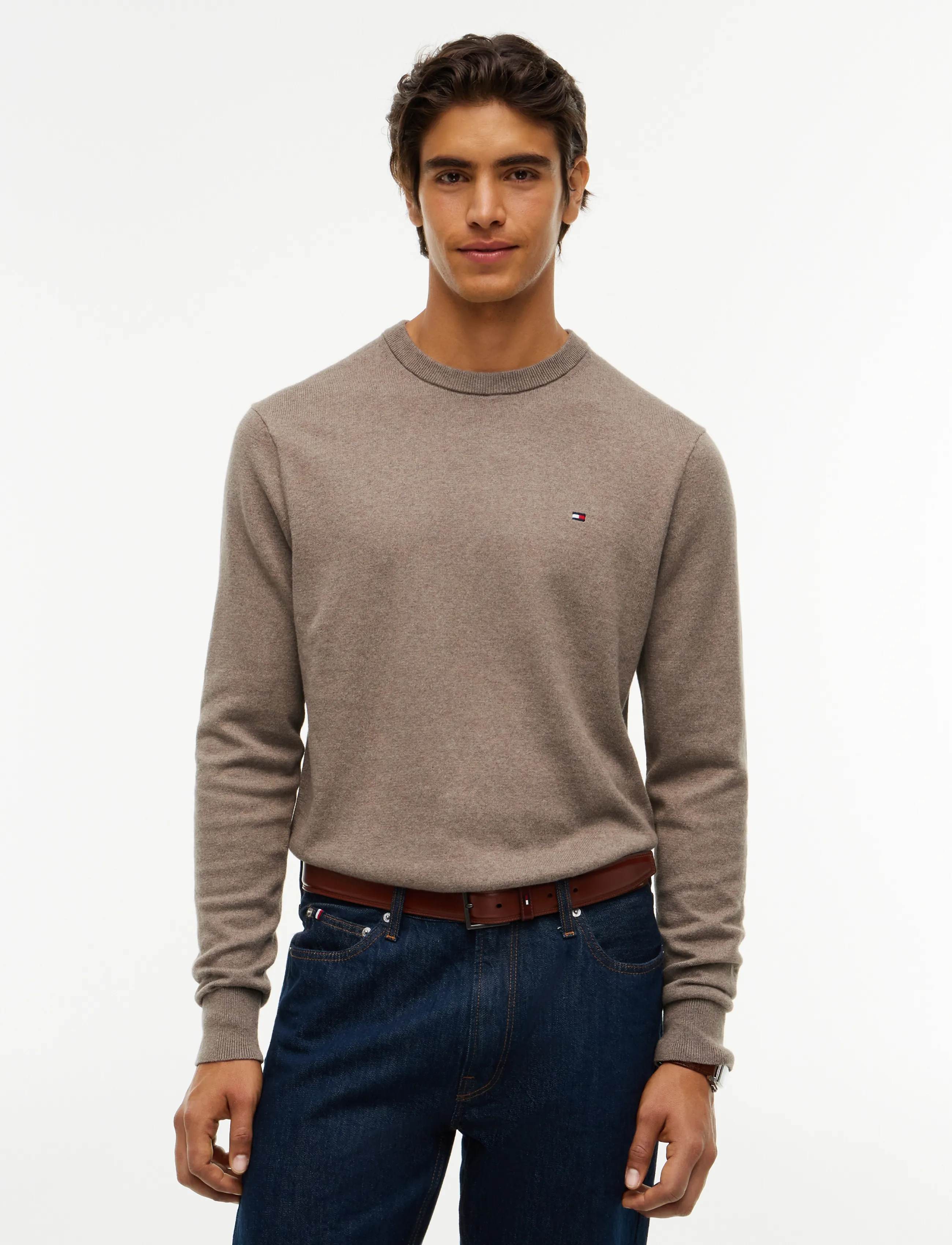 Tommy Hilfiger - PIMA ORG CTN CASHMERE CREW NECK - Ümara kaelusega - coastal taupe heather - 0