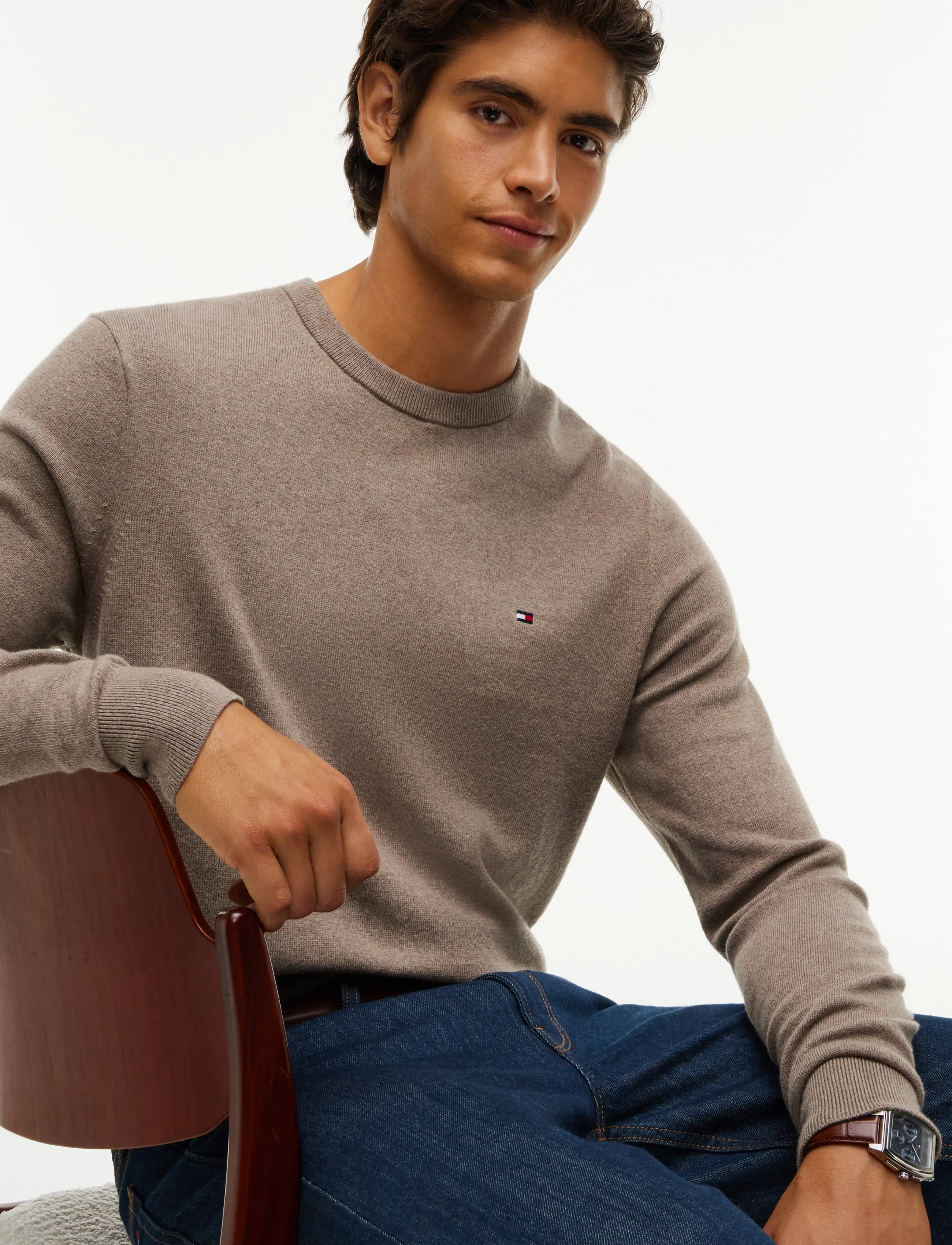 Tommy Hilfiger - PIMA ORG CTN CASHMERE CREW NECK - Ümara kaelusega - coastal taupe heather - 3