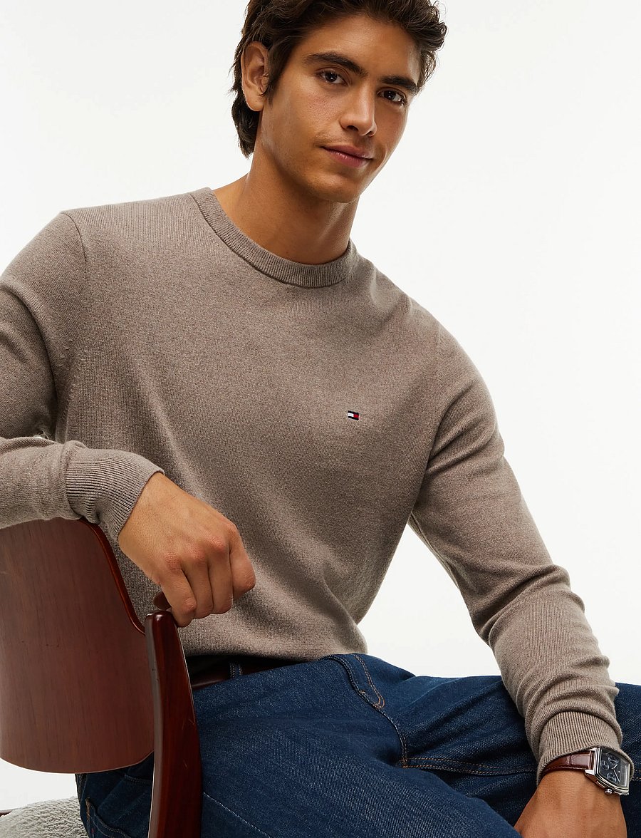 Tommy Hilfiger - PIMA ORG CTN CASHMERE CREW NECK - Ümara kaelusega - coastal taupe heather - 3