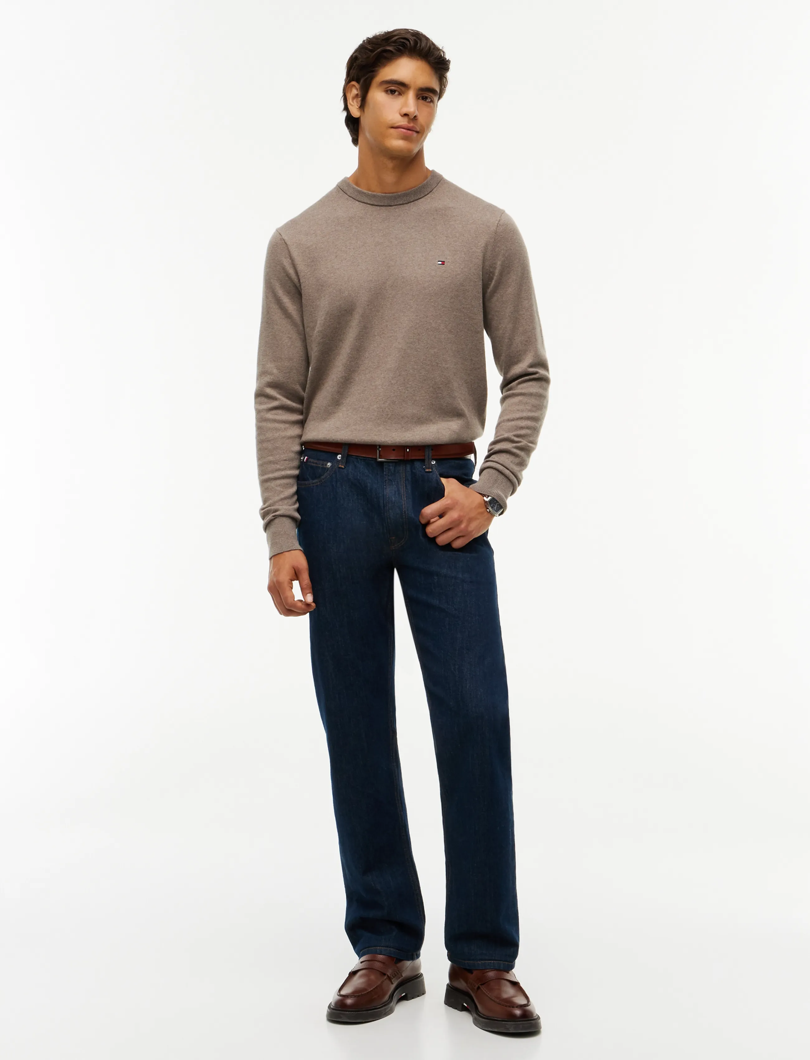 Tommy Hilfiger - PIMA ORG CTN CASHMERE CREW NECK - Ümara kaelusega - coastal taupe heather - 4