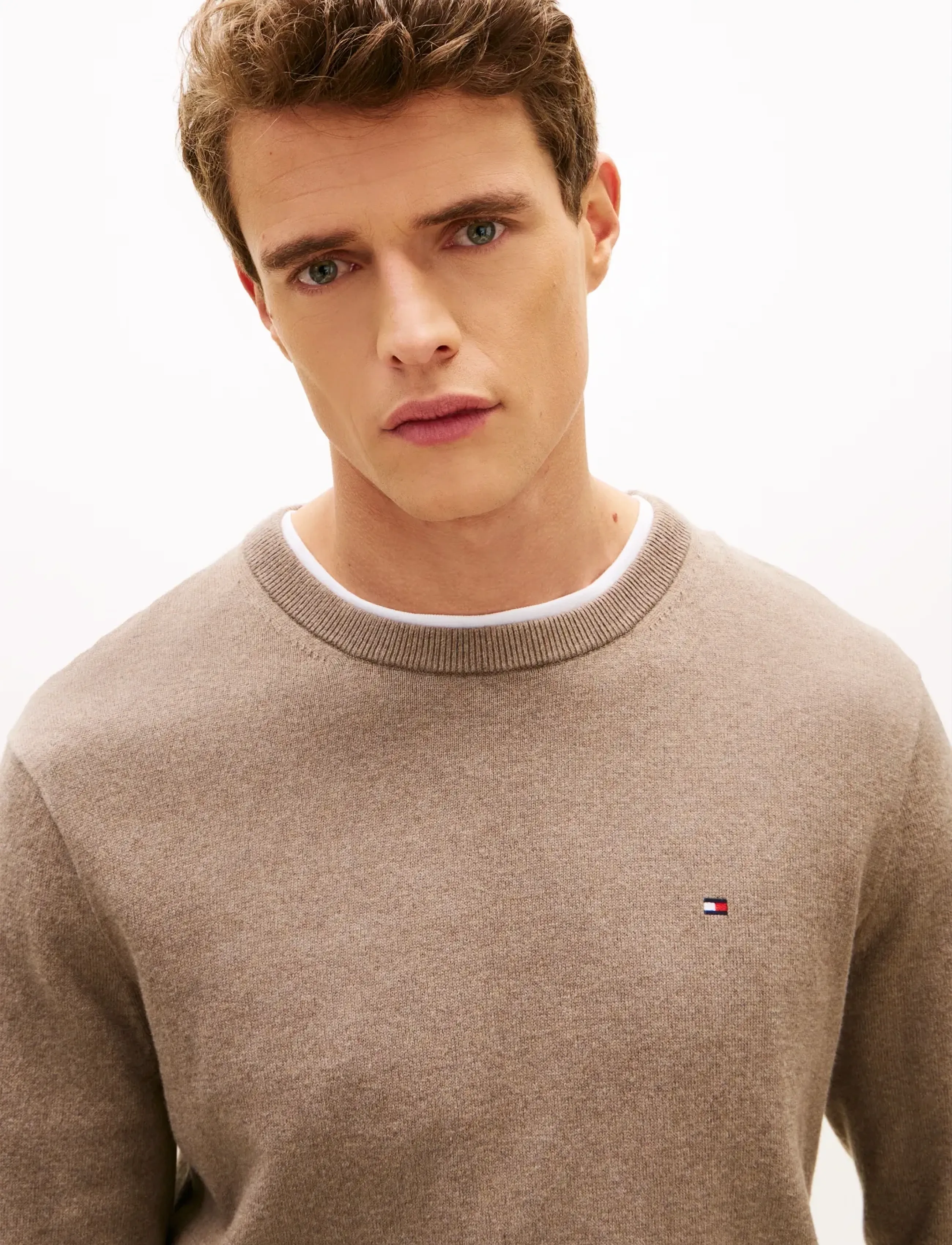 Tommy Hilfiger - PIMA ORG CTN CASHMERE CREW NECK - rund hals - coastal taupe heather - 4