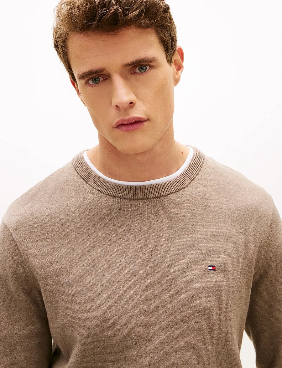 Tommy Hilfiger - PIMA ORG CTN CASHMERE CREW NECK - rund hals - coastal taupe heather - 4