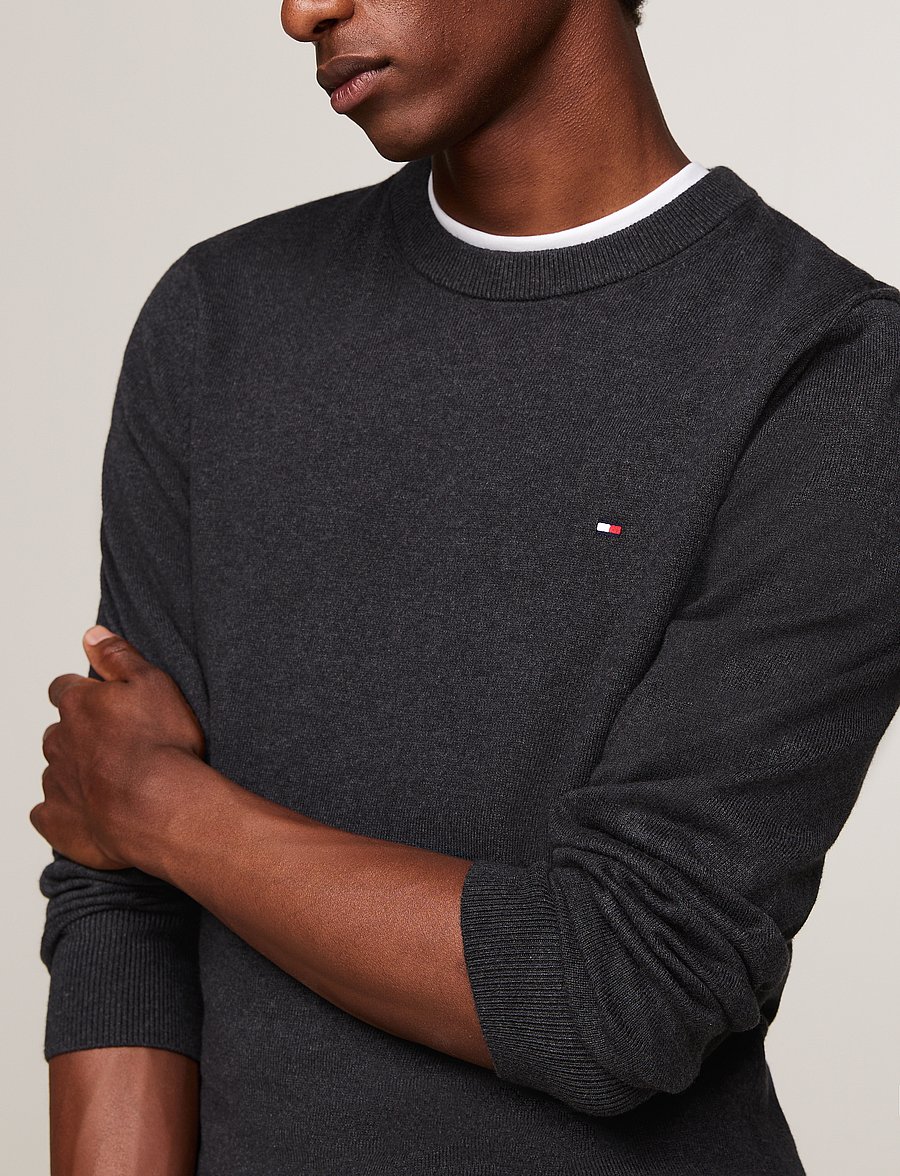 Tommy Hilfiger - PIMA ORG CTN CASHMERE CREW NECK - rund hals - dark grey heather - 4