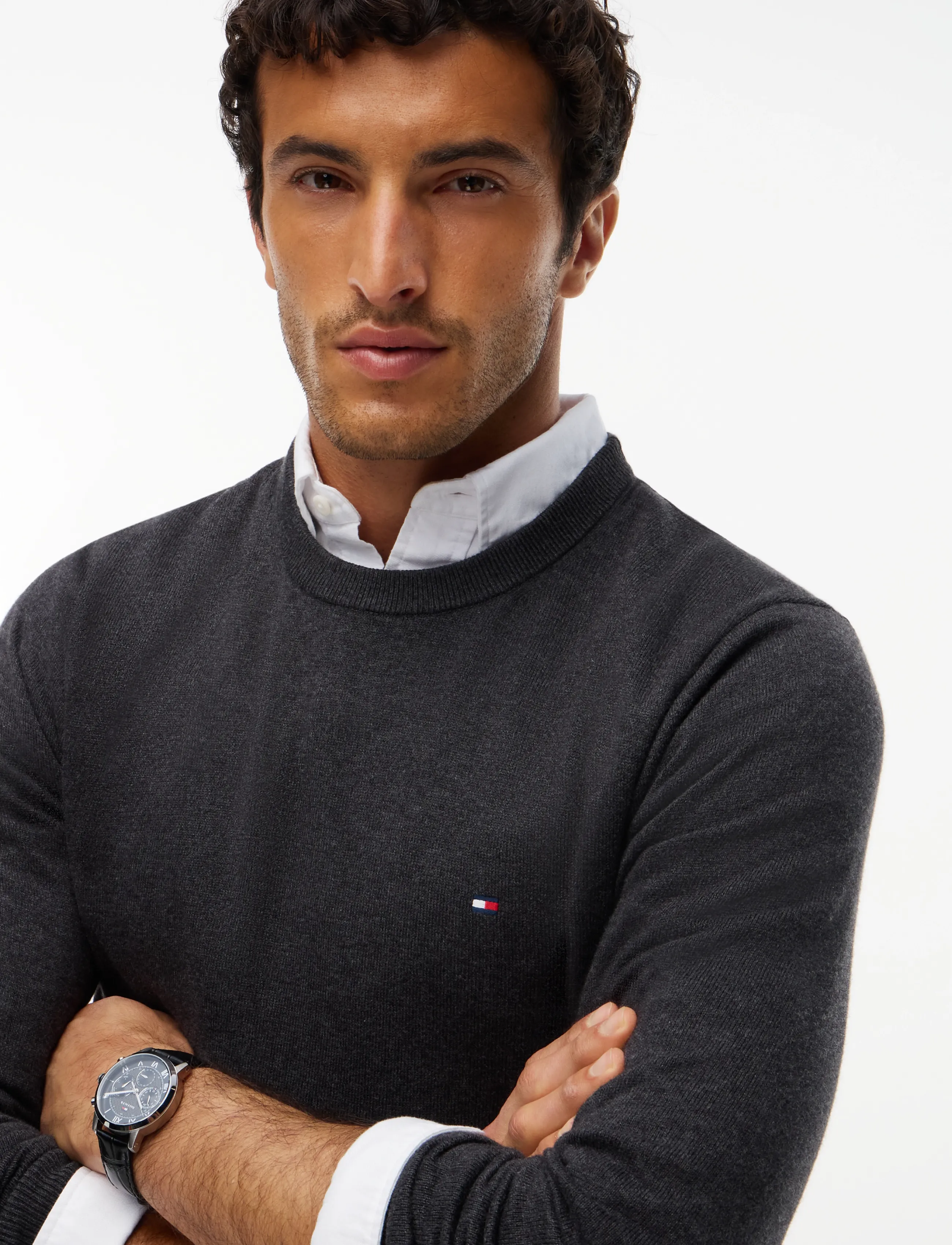 Tommy Hilfiger - PIMA ORG CTN CASHMERE CREW NECK - Ümmarguse kaelusega kudumid - dark grey heather - 4