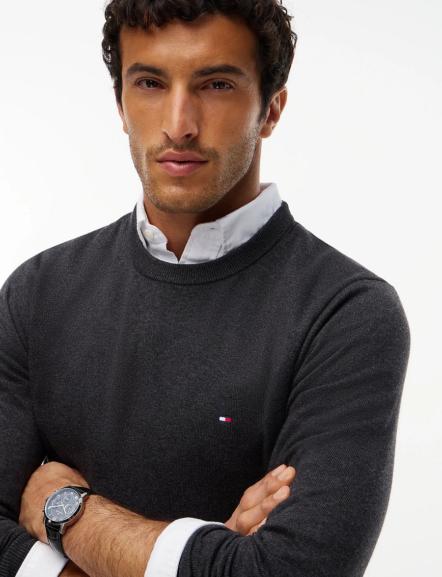 Tommy Hilfiger - PIMA ORG CTN CASHMERE CREW NECK - Ümmarguse kaelusega kudumid - dark grey heather - 4