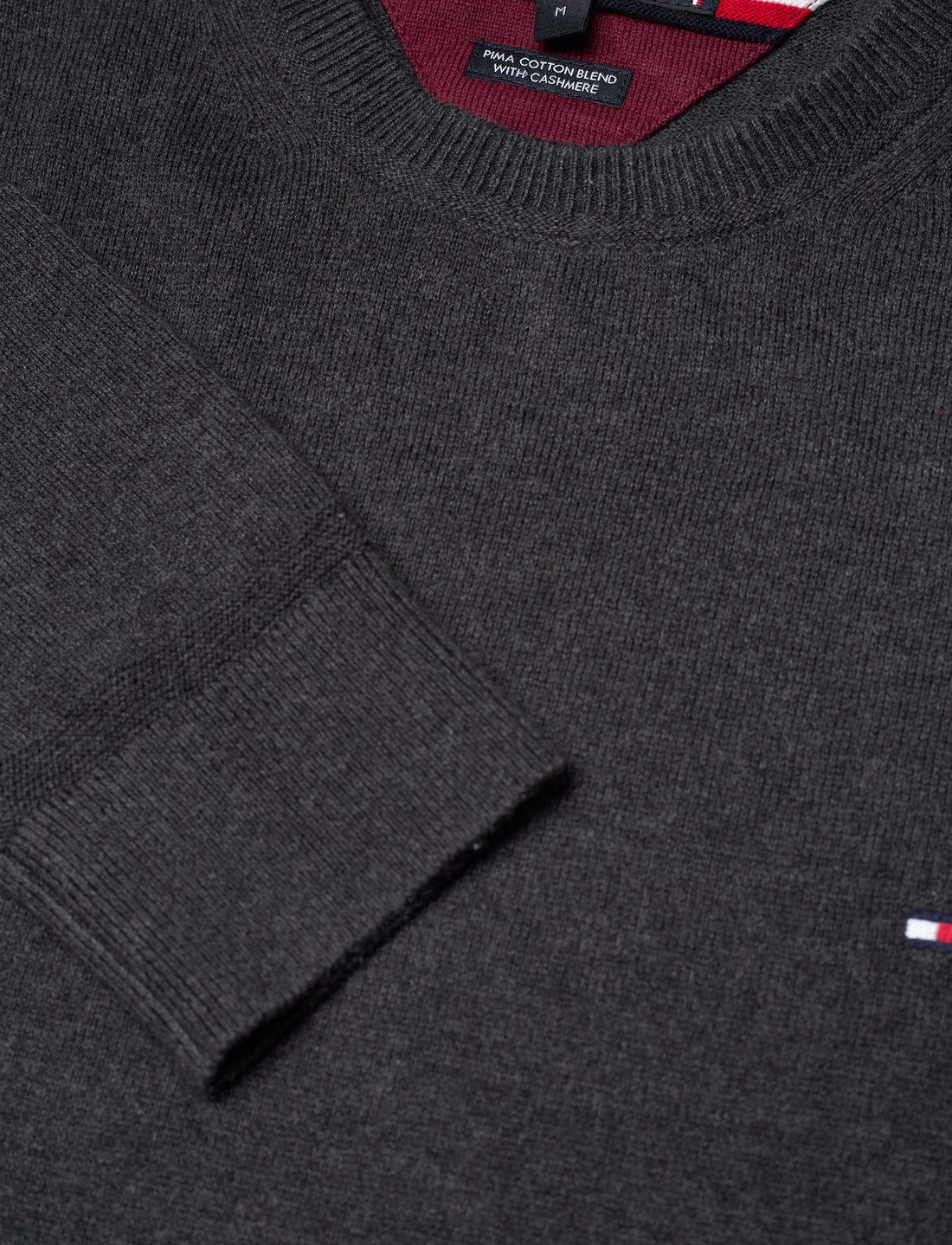 Tommy Hilfiger - PIMA ORG CTN CASHMERE CREW NECK - round necks - dark grey heather - 4