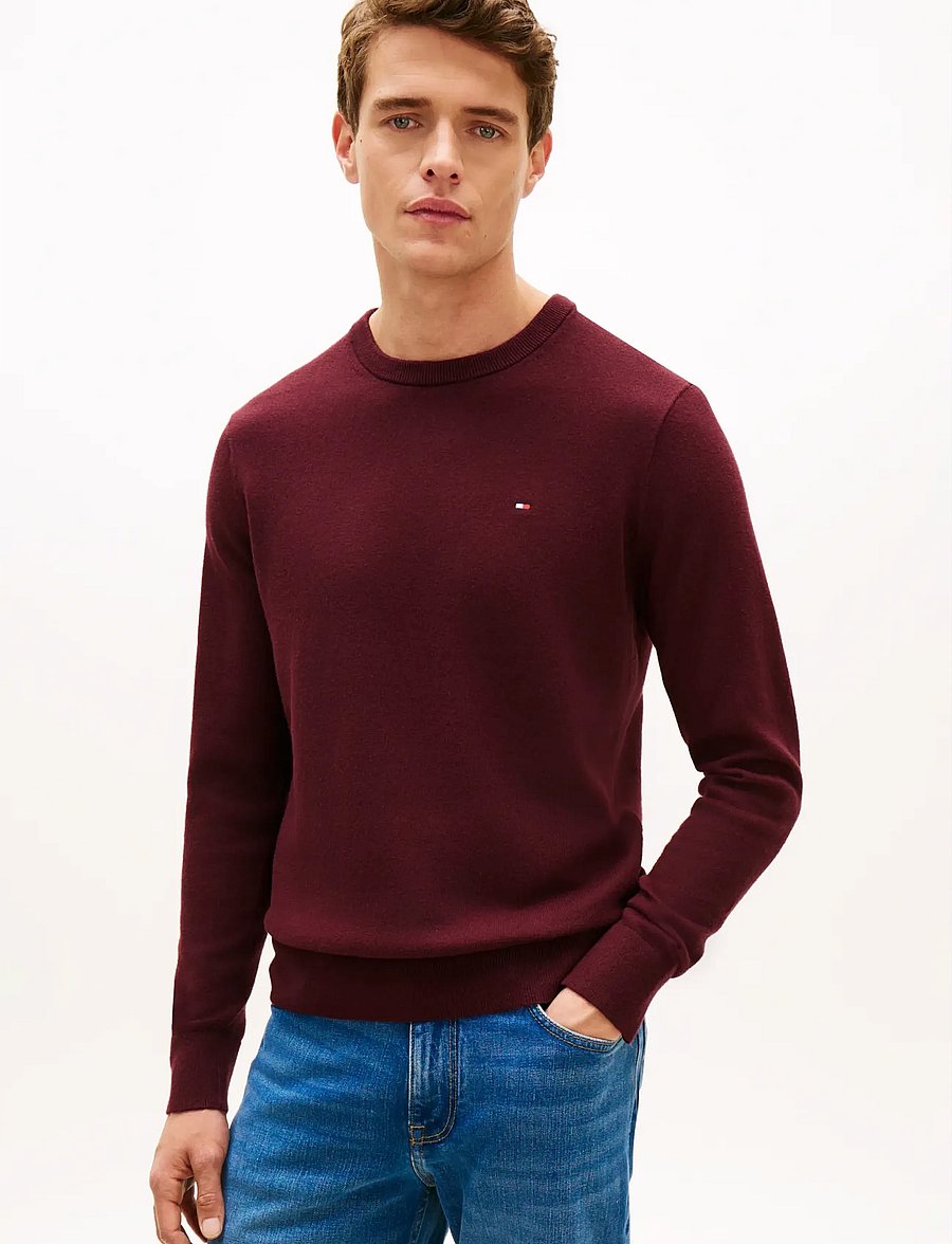 Tommy Hilfiger - PIMA ORG CTN CASHMERE CREW NECK - rund hals - deep burgundy - 0