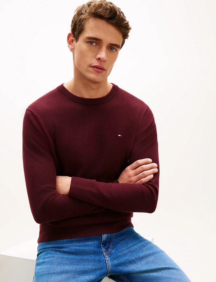 Tommy Hilfiger - PIMA ORG CTN CASHMERE CREW NECK - rund hals - deep burgundy - 4