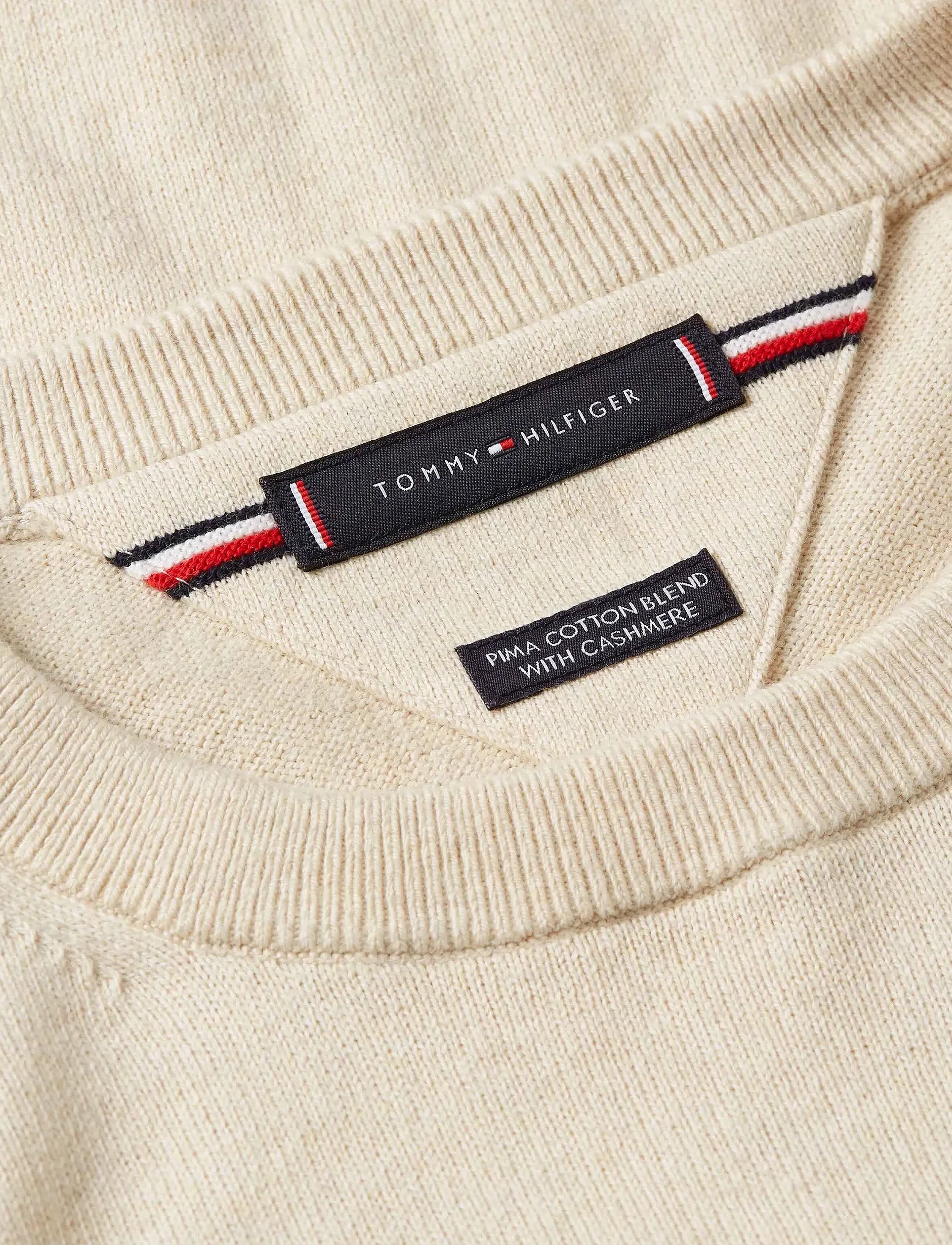 Tommy Hilfiger - PIMA ORG CTN CASHMERE CREW NECK - round necks - heathered oatmilk - 2