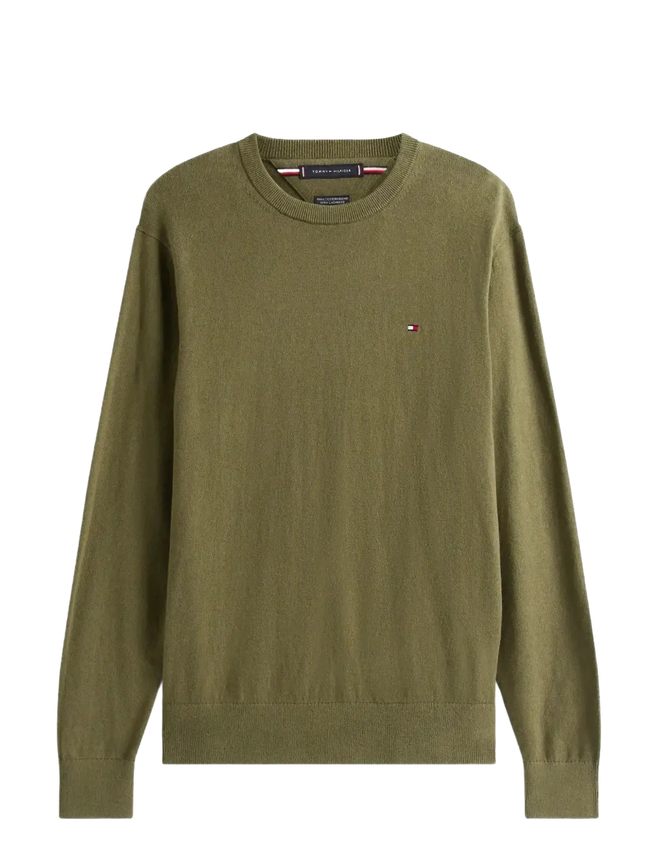 Tommy Hilfiger PIMA ORG CTN CASHMERE CREW NECK - Tøj - HUNTSMAN GREEN / khaki/green