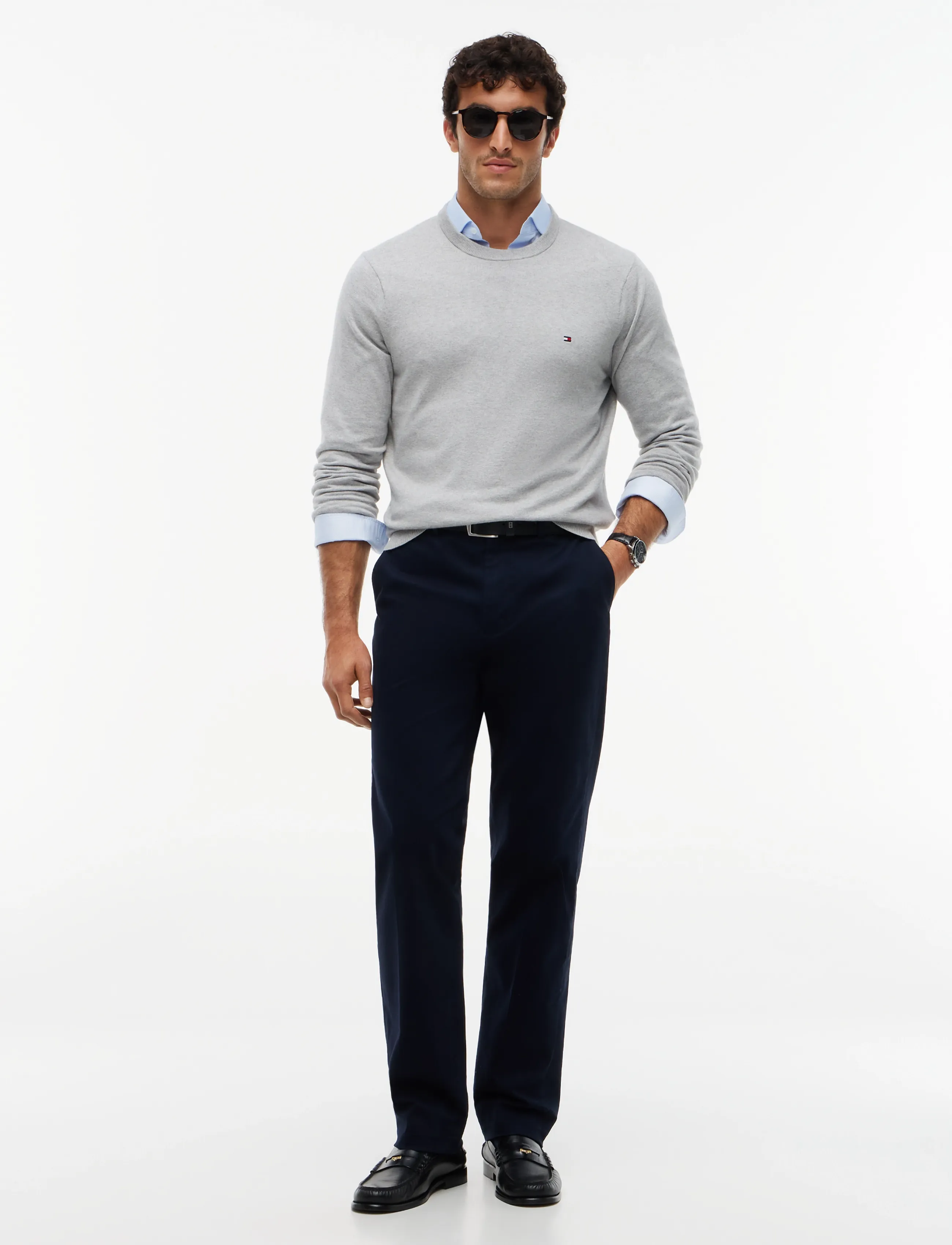 Tommy Hilfiger Pima Org Ctn Cashmere Crew Neck, XXL, Knitwear, Grau - Round Necks, Männerswear