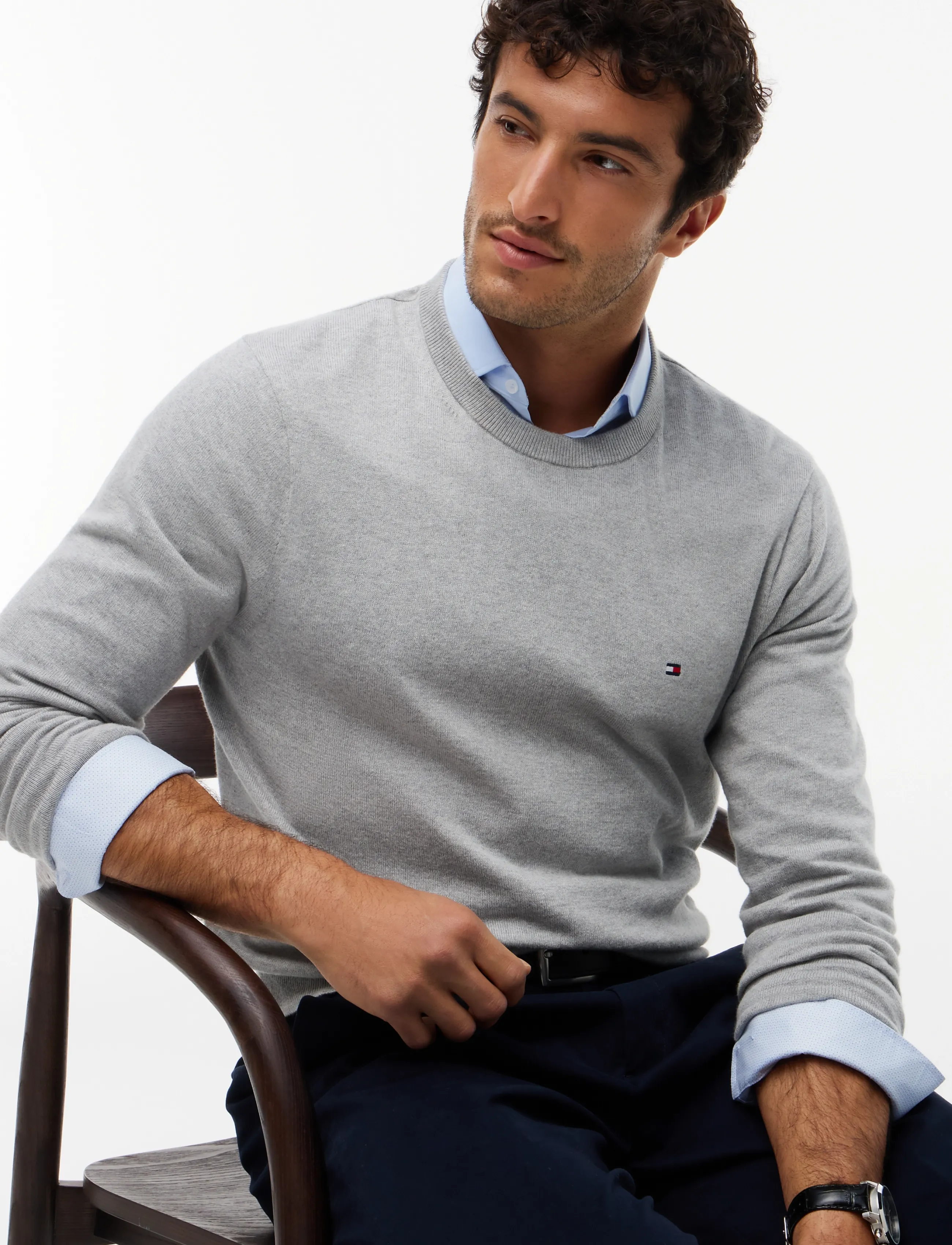 Tommy Hilfiger - PIMA ORG CTN CASHMERE CREW NECK - rund hals - light grey heather - 4