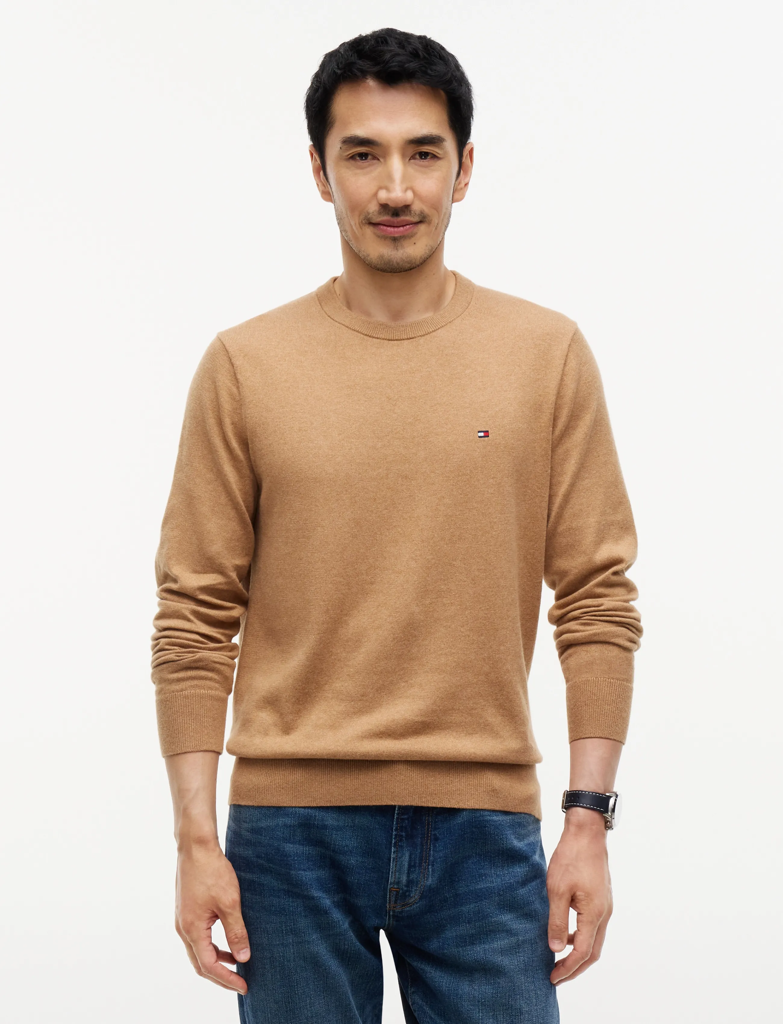 Tommy Hilfiger Pima Org Ctn Cashmere Crew Neck, XL, Knitwear, Beige - Round Necks, Männerswear