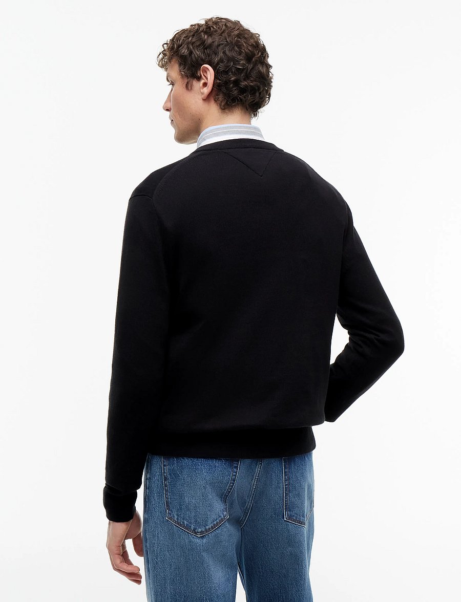 Tommy Hilfiger - PIMA ORG CTN CASHMERE V NECK - v-kaelusega - black - 3