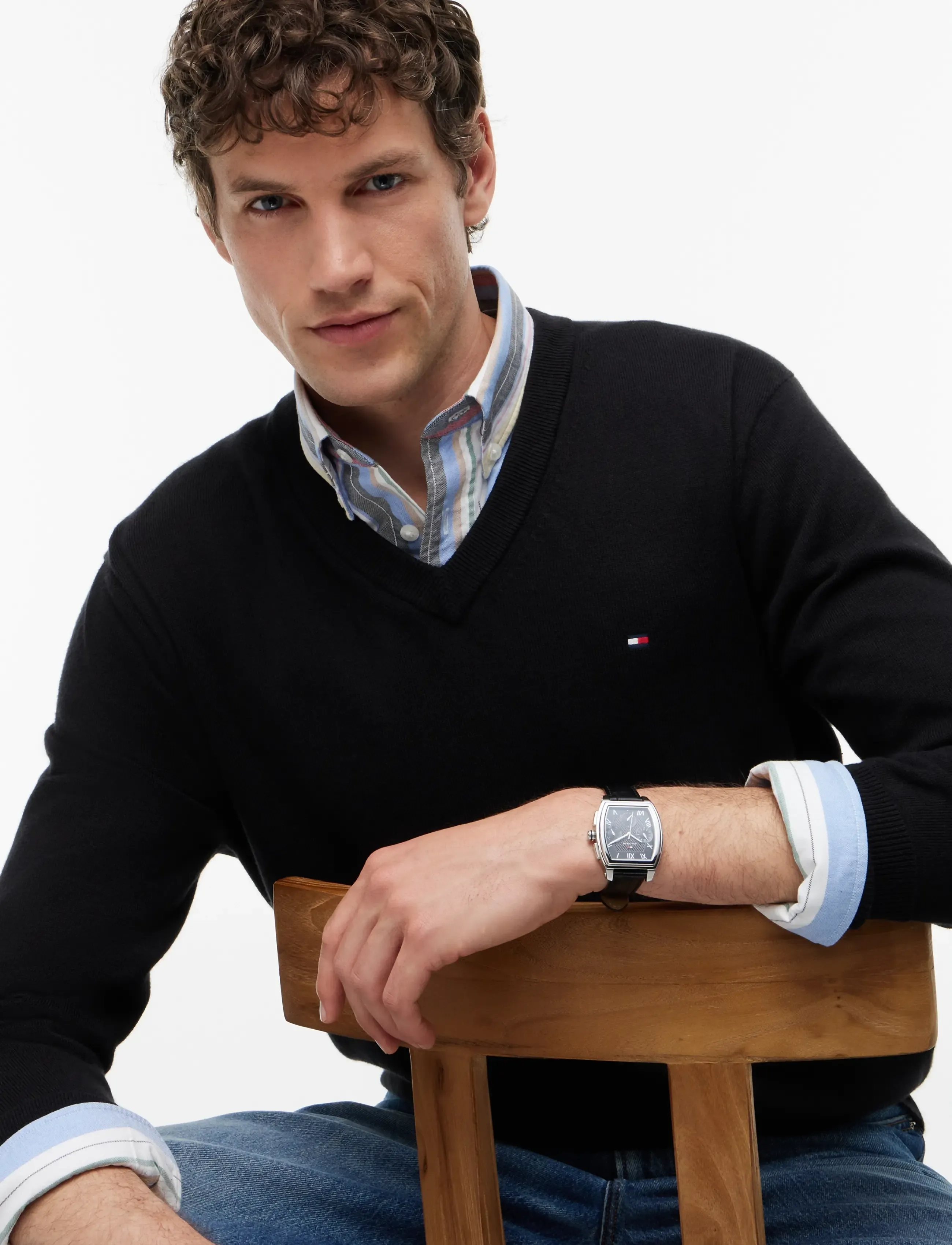 Tommy Hilfiger - PIMA ORG CTN CASHMERE V NECK - v-kaelusega - black - 4