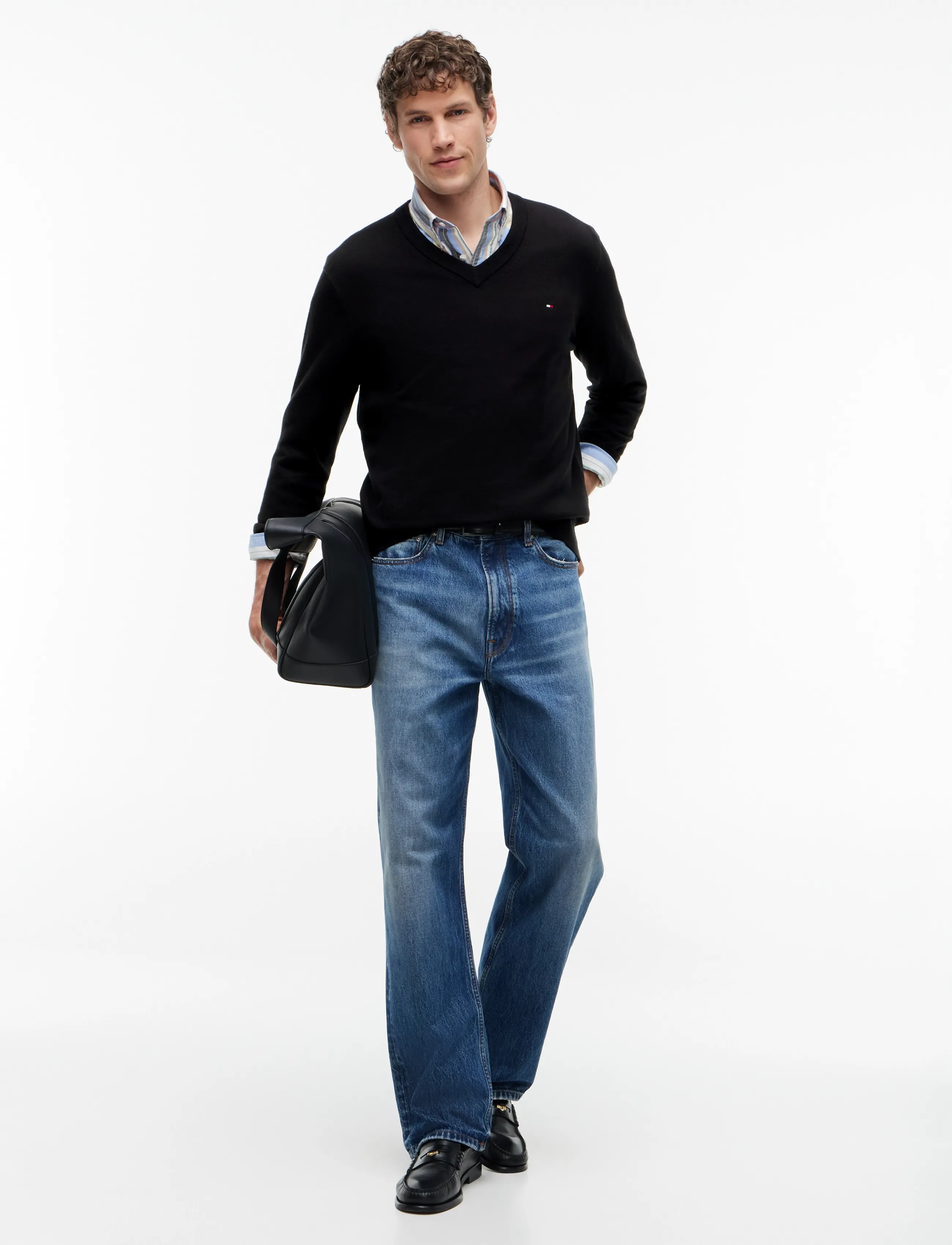 Tommy Hilfiger - PIMA ORG CTN CASHMERE V NECK - v-kaelusega - black - 5
