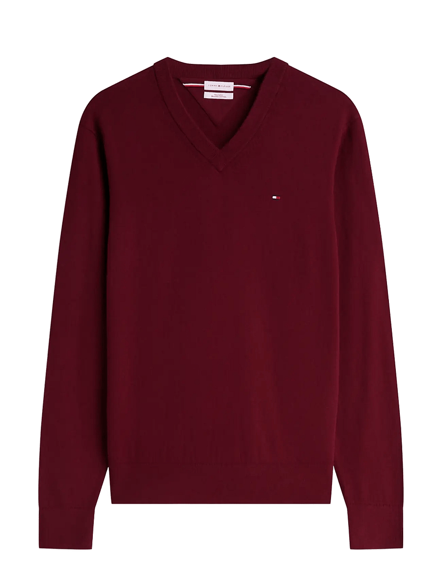 Tommy Hilfiger - PIMA ORG CTN CASHMERE V NECK - v-ausschnitt - burgundy - 1