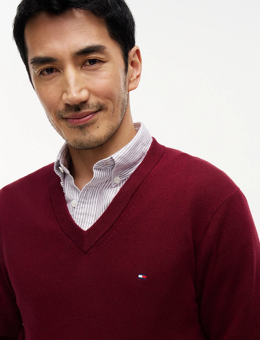 Tommy Hilfiger - PIMA ORG CTN CASHMERE V NECK - v-ausschnitt - burgundy - 5