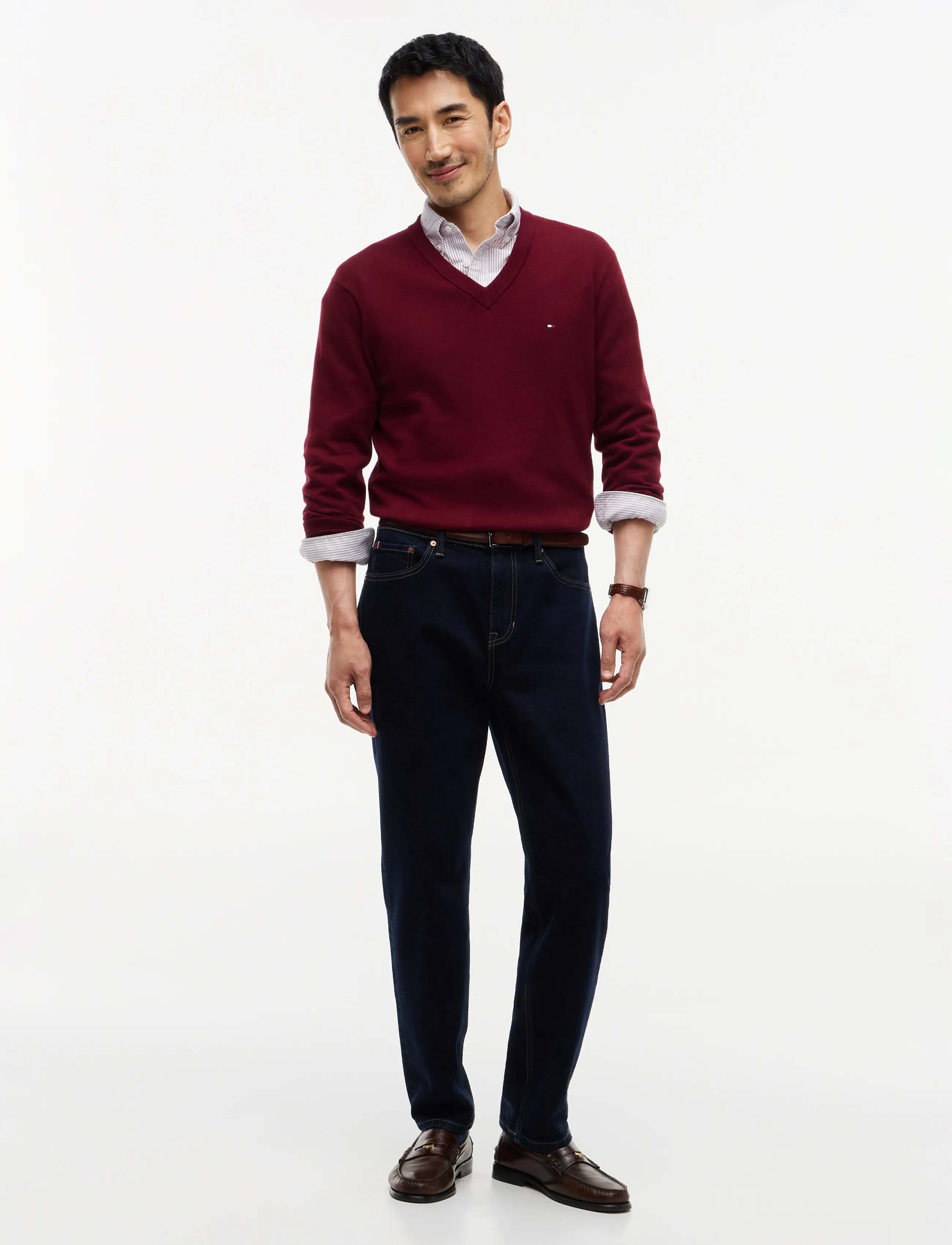 TOMMY HILFIGER Pima Org Ctn Cashmere V Neck stickade tröjor herr – bild 4