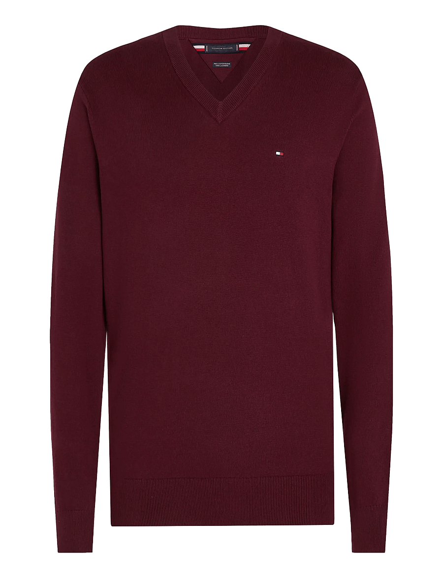 Tommy Hilfiger - PIMA ORG CTN CASHMERE V NECK - v-ausschnitt - burgundy - 3
