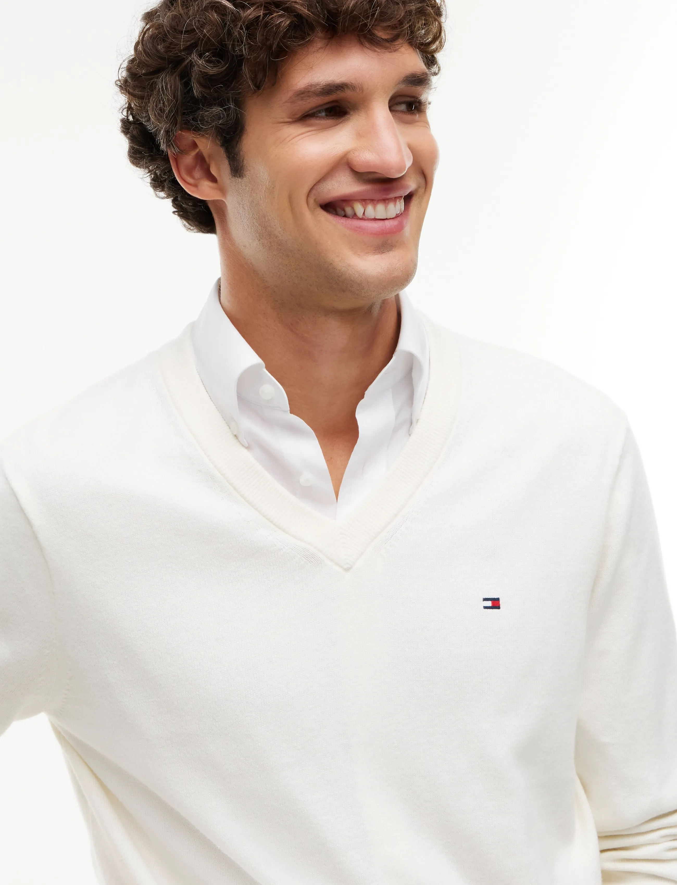 Tommy Hilfiger - PIMA ORG CTN CASHMERE V NECK - v-hals - ivory petal - 4